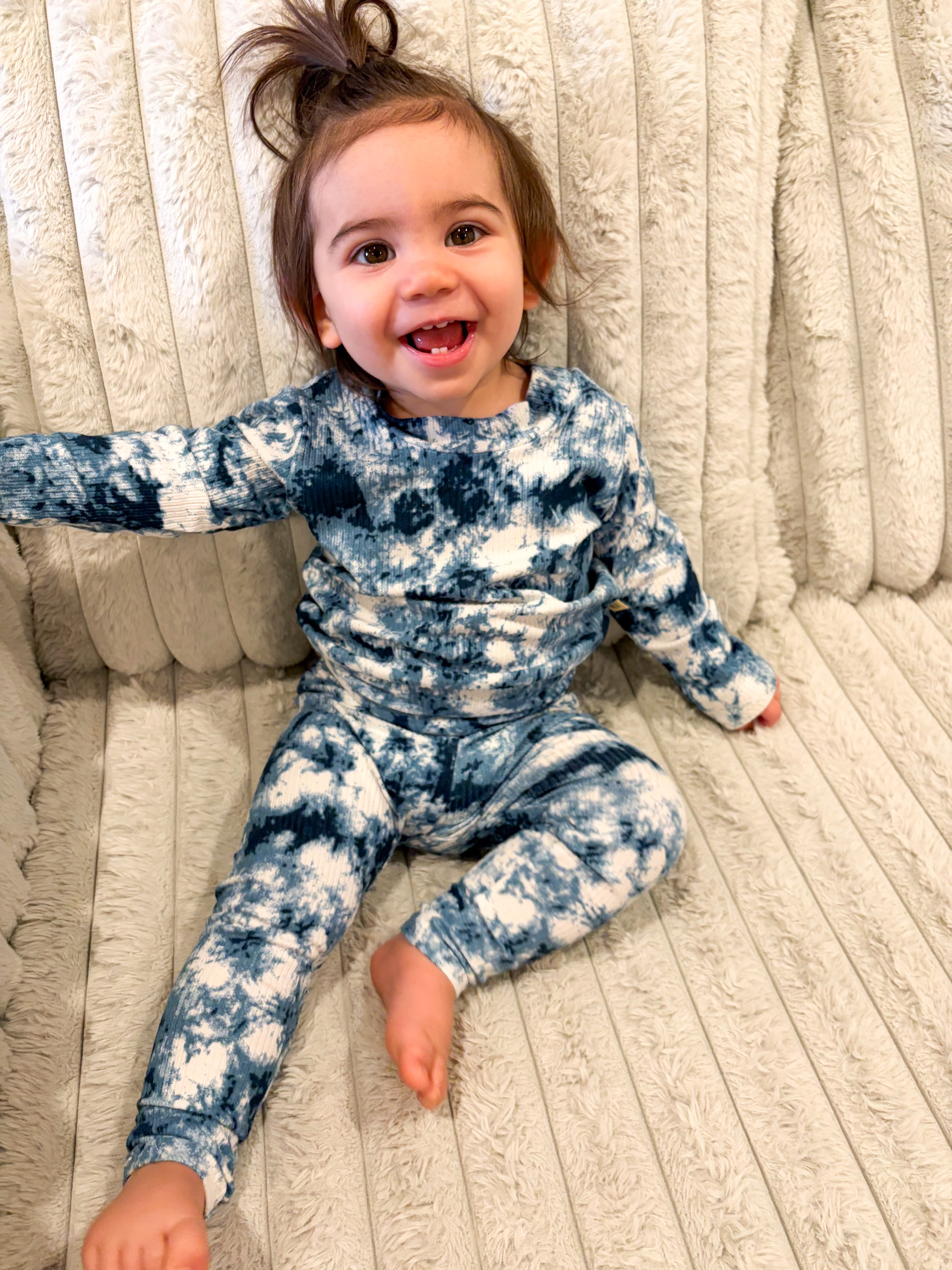Denim Tie Dye Ribbed Lounge Set