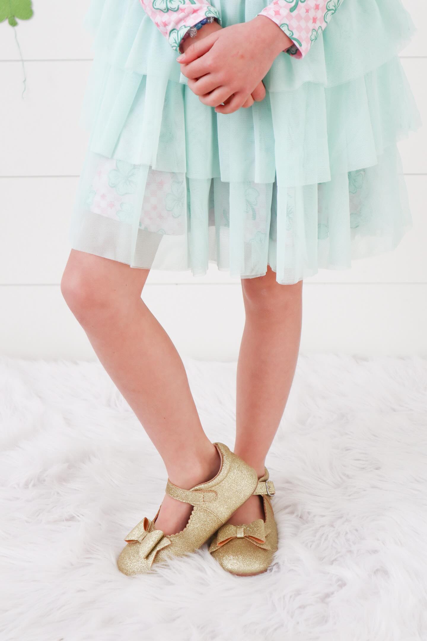 Joy New Bow Mary Jane Soft Glitter Gold