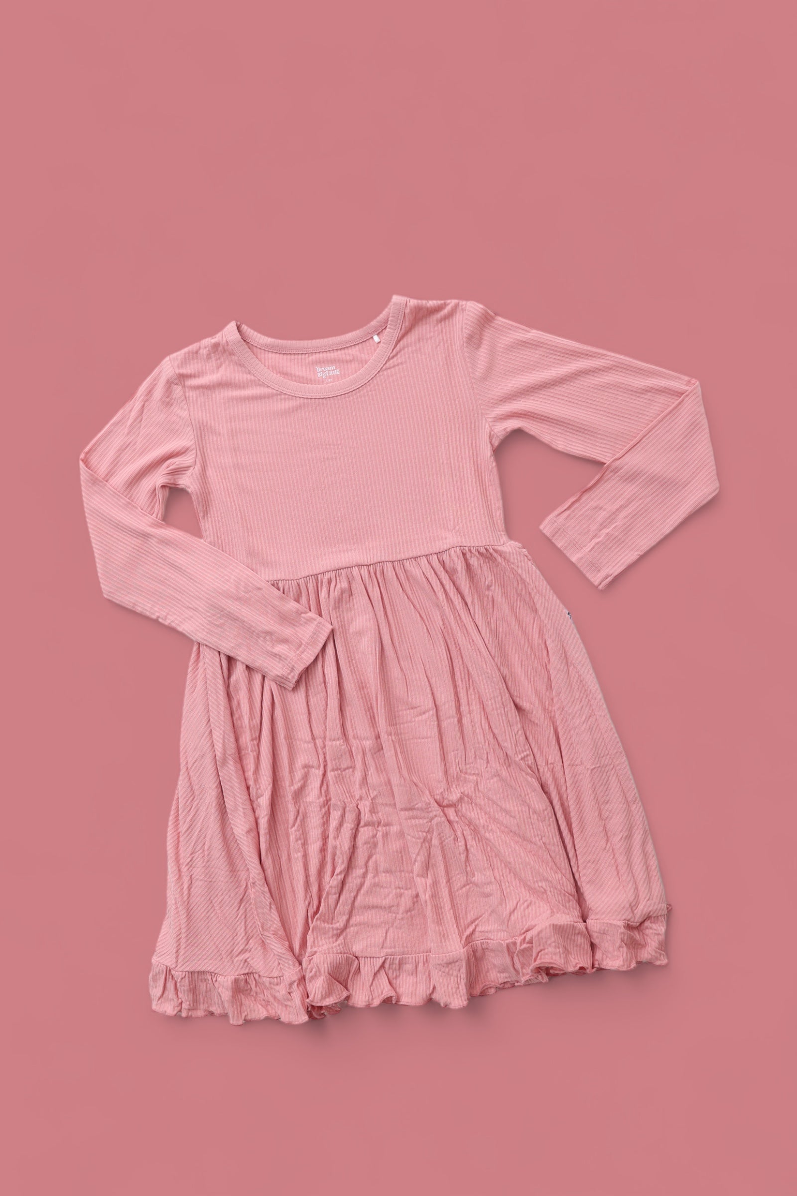 Mauve Rib Dream Ruffle Dress