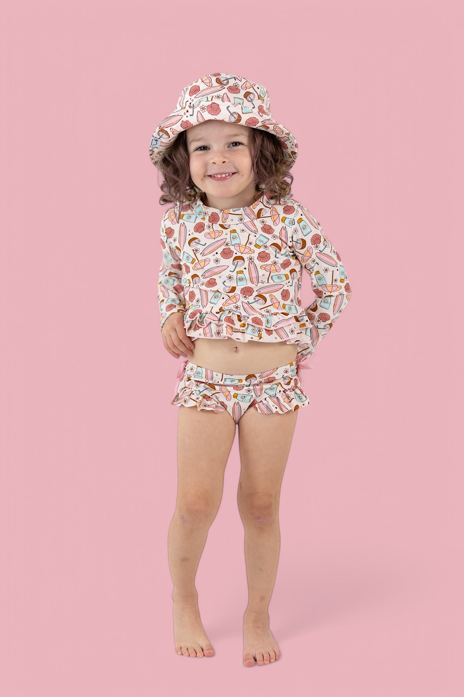 Fun In The Sun Dream Two-piece Rash Guard Ruffle Swim Suit