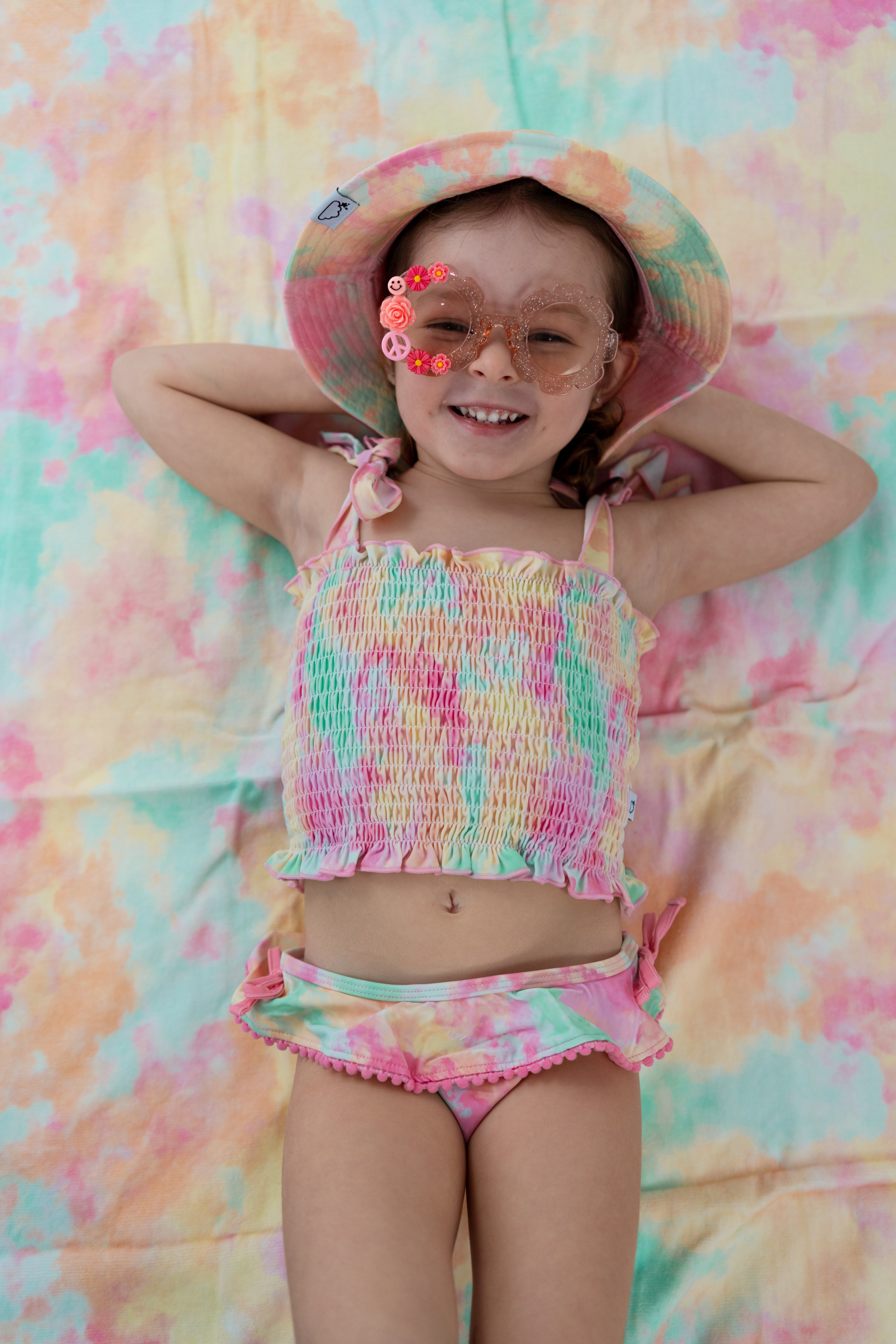 Rainbow Clouds Dream Smocked Tankini Two Piece Swim Suit