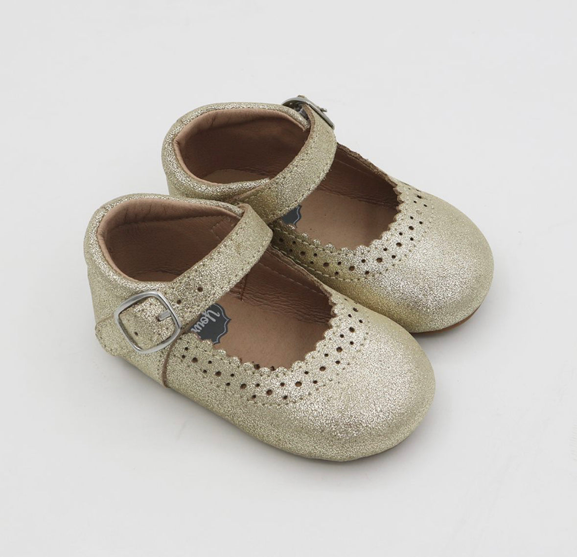 Mary-jane Gold Shimmer Suede Leather