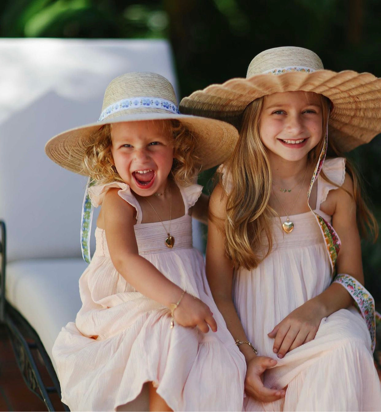 Buttercup Little Girl’s Hat - Vintage Sweet Pea Bouquet Ribbon