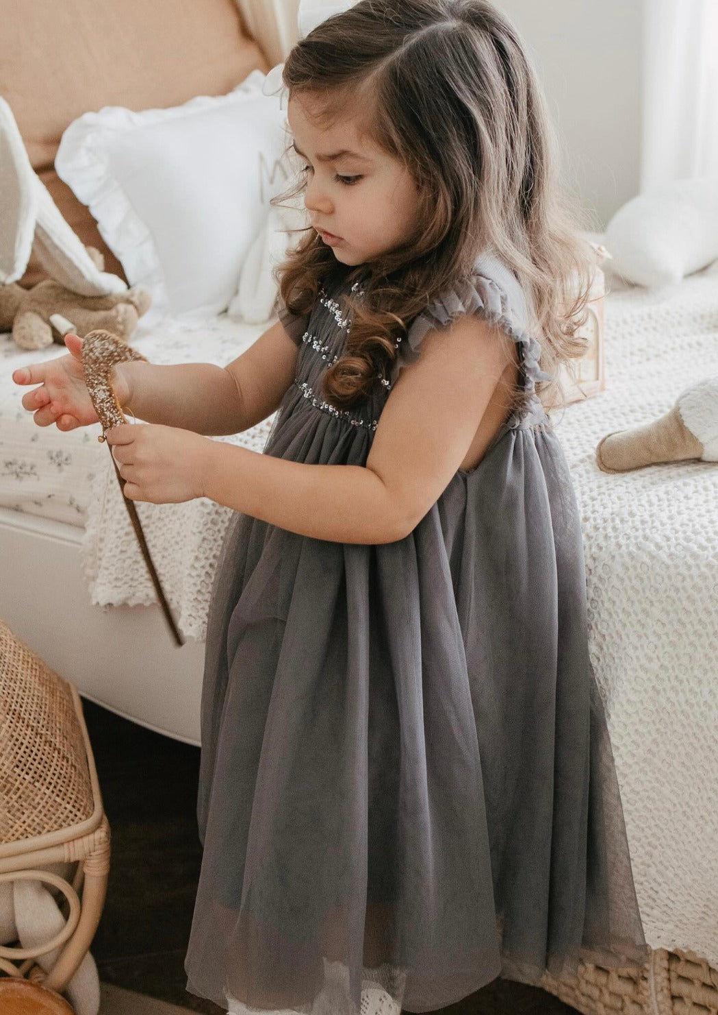 Scarlett | Cotton Tulle Dress | Sleet Gray