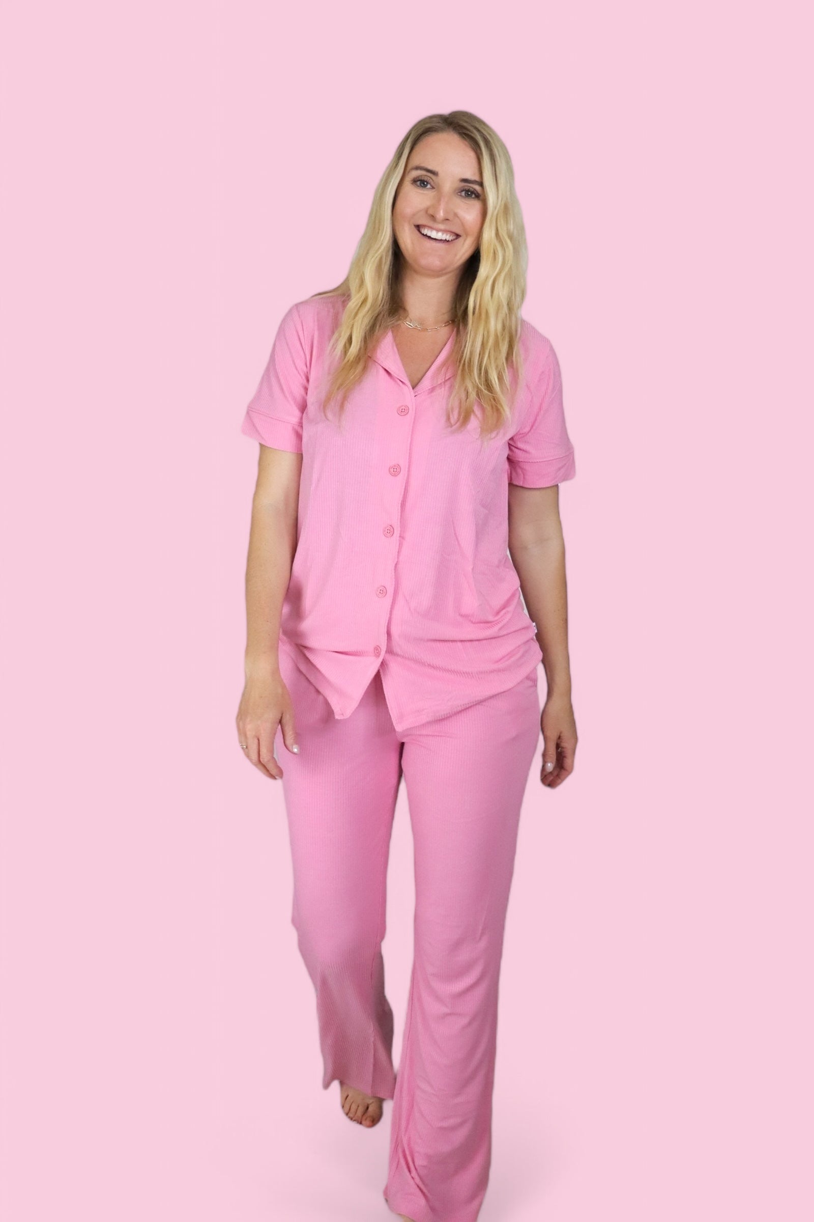 Bella Pink Rib Women's Dream Flare Set