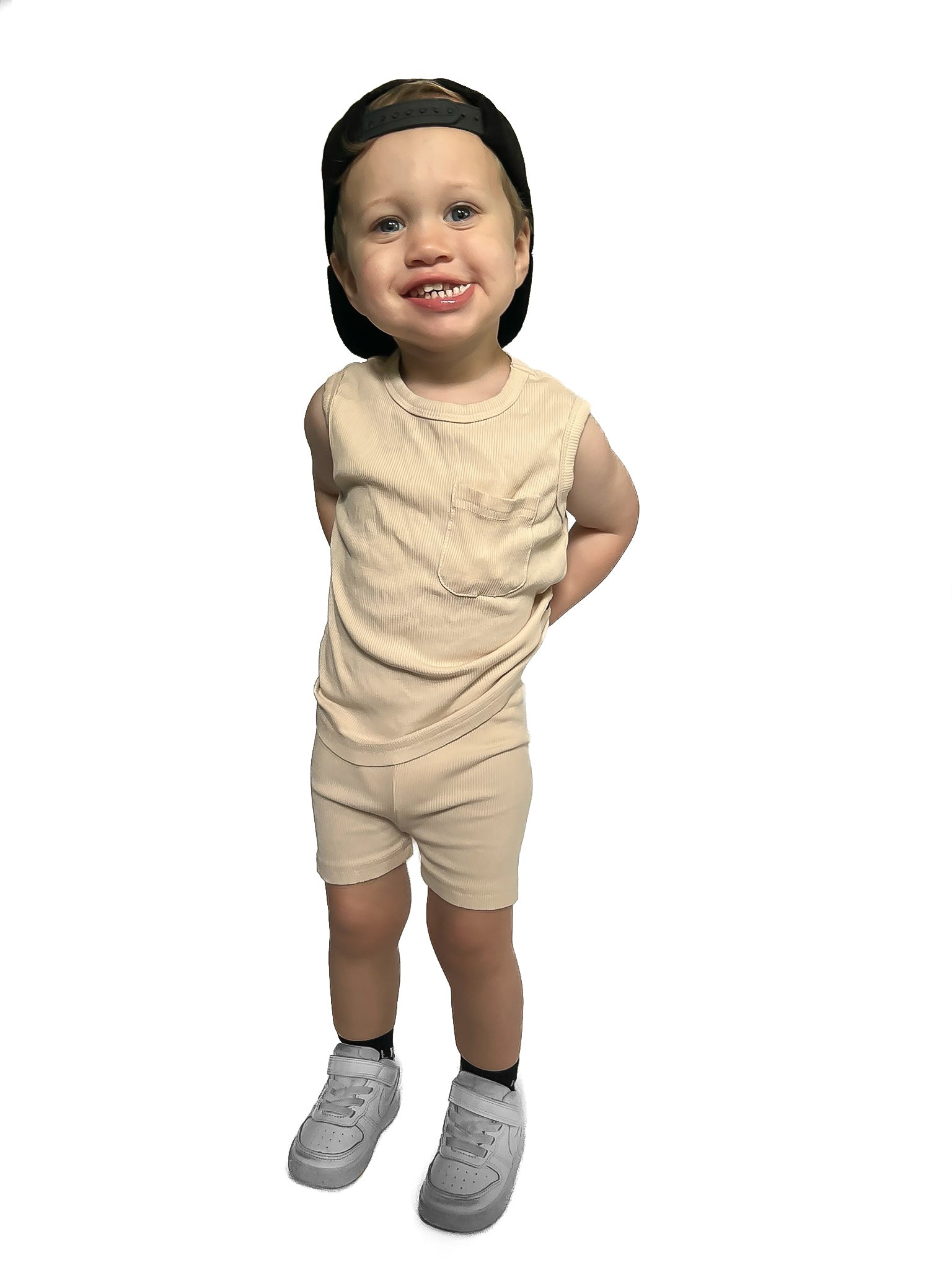 Bamboo Ribbed Biker Shorts - Sand