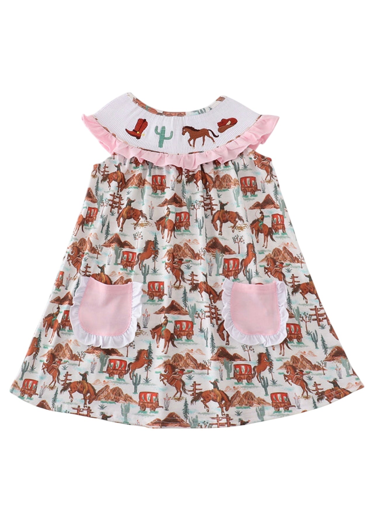 Western Smocked Girl Dress