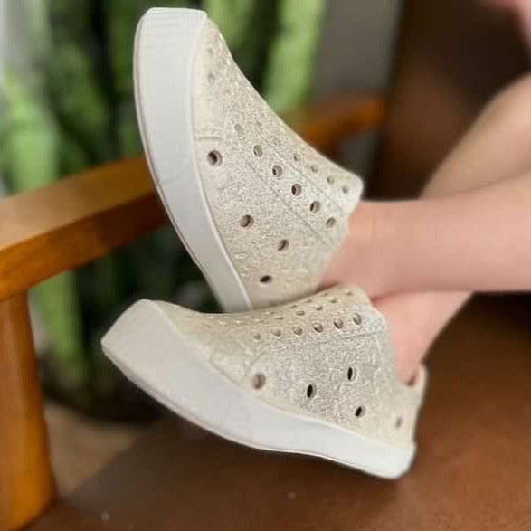 Toddler Girls Perforated Slip On Water Sneakers in Champagne - Famous