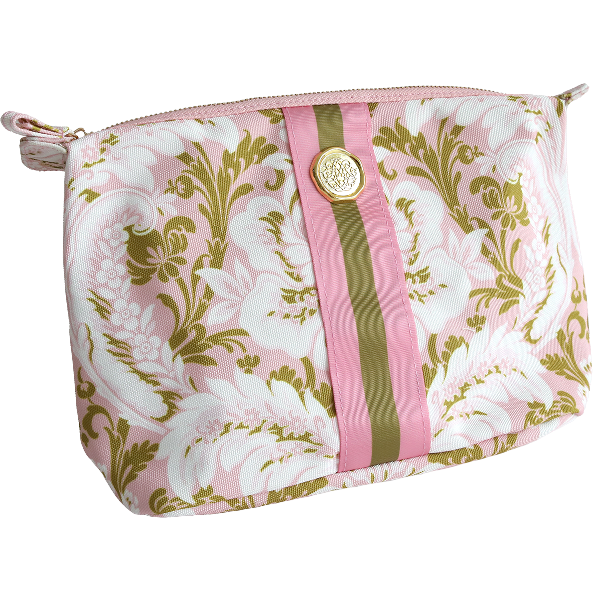 Pink Damask Large Cosmetic