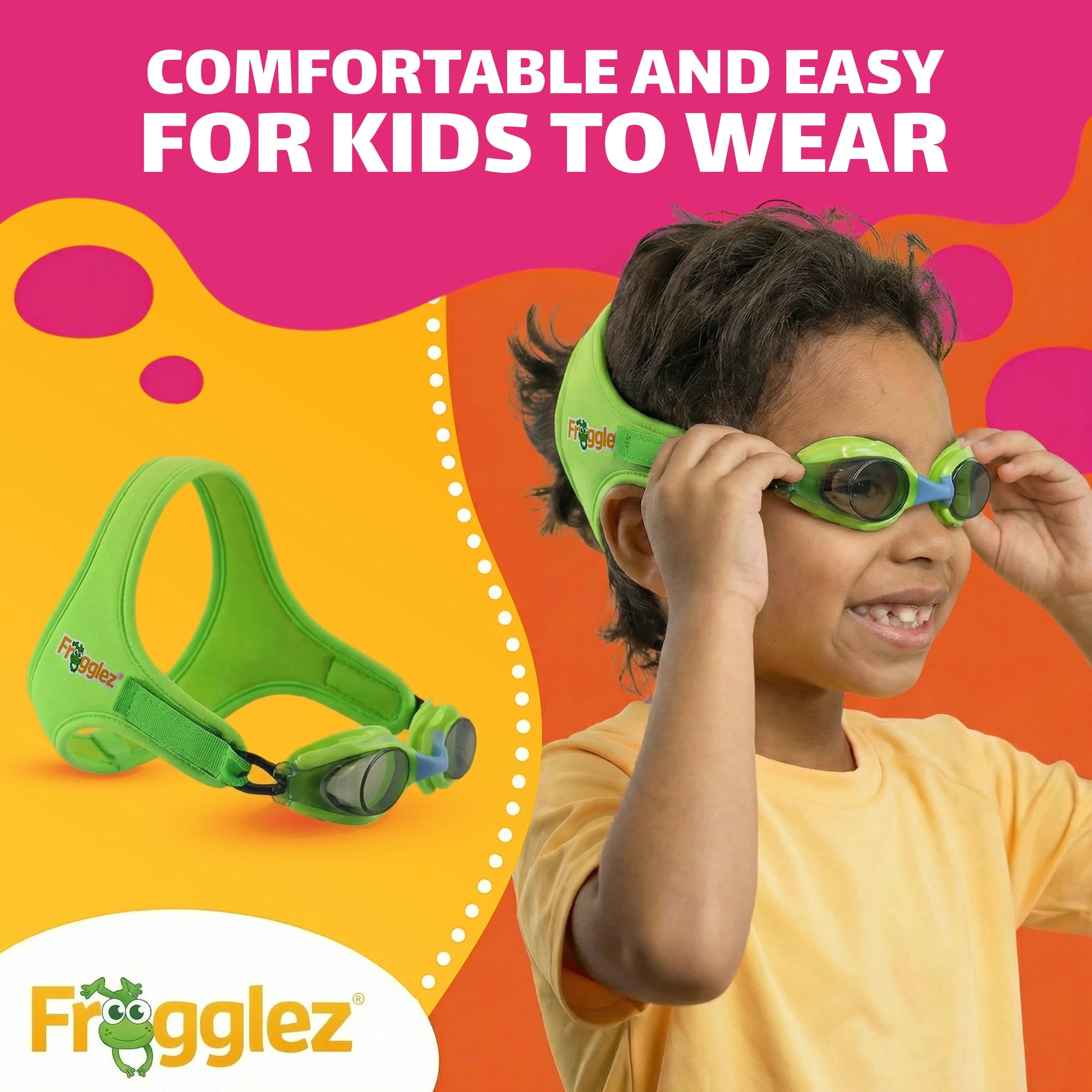 Green Solid Kids Swim Goggles