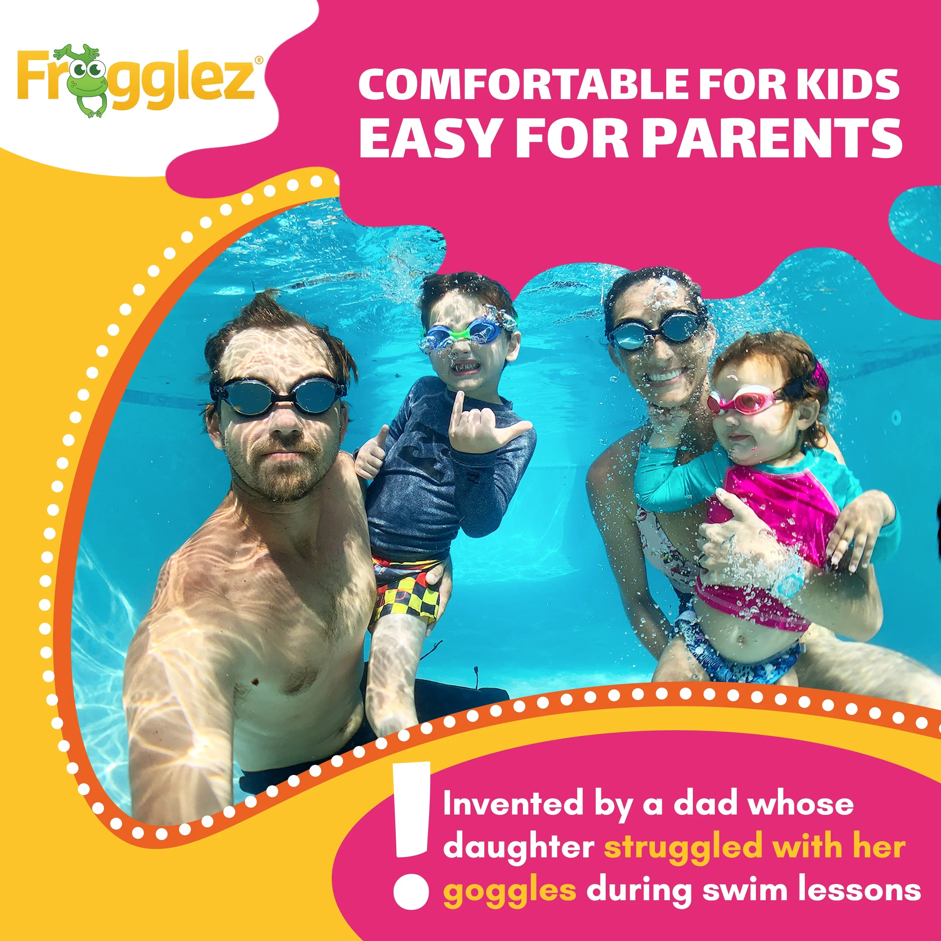Pink Frogz Kids Swim Goggles