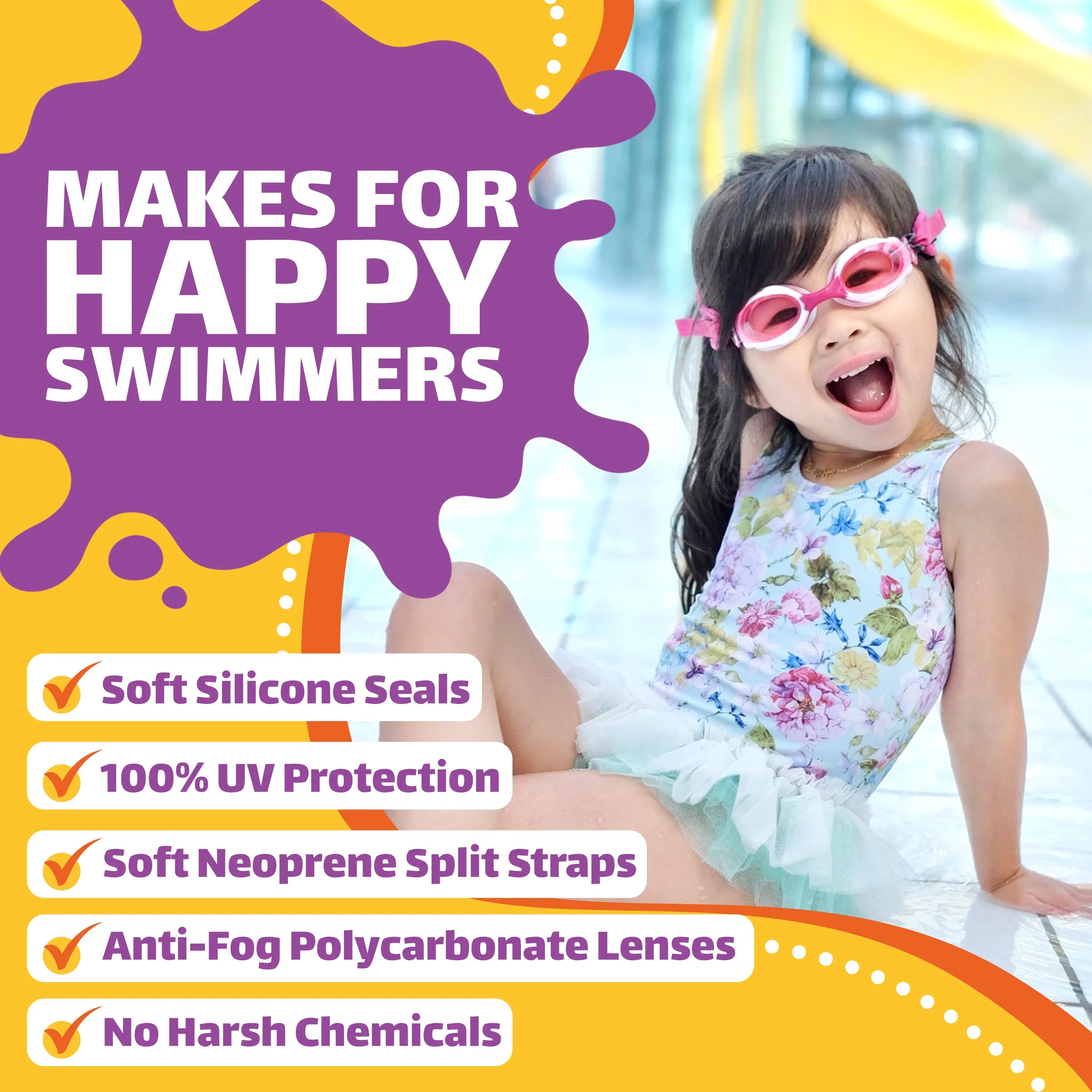Green Solid Kids Swim Goggles
