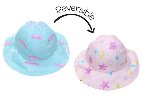 Baby/kids Reversible Patterned Sun Hat - Narwhal | Starfish