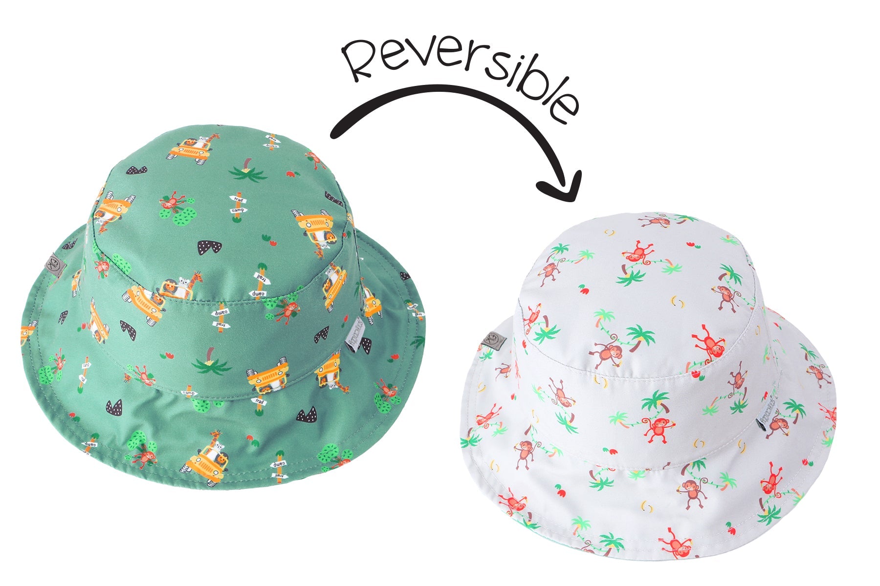 Baby/kids Reversible Patterned Sun Hat - Safari | Monkey