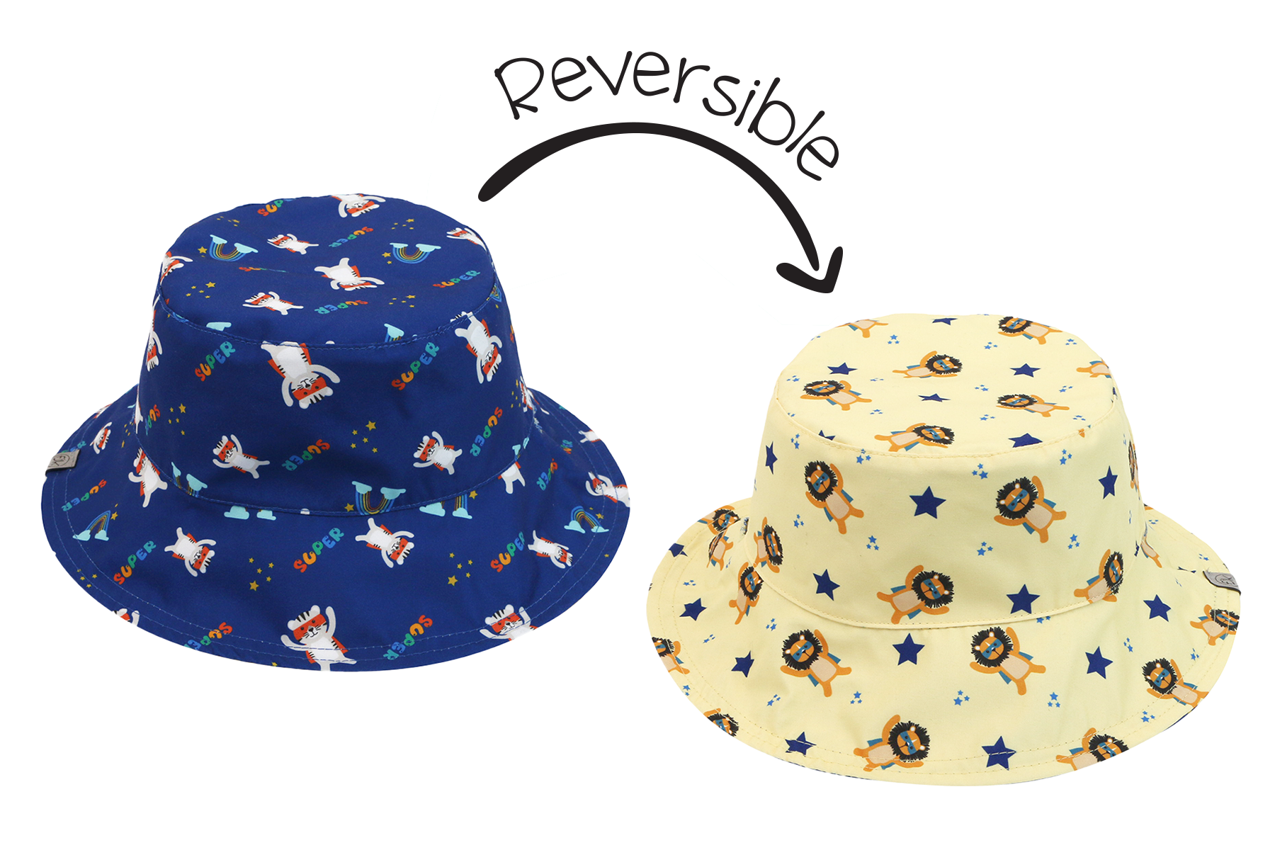 Baby/kids Reversible Patterned Sun Hat - Animal Superhero