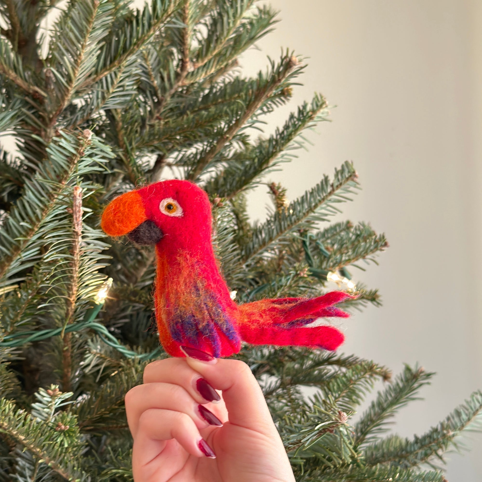 Felt Finger Puppet - Parrot / Macaw / Red