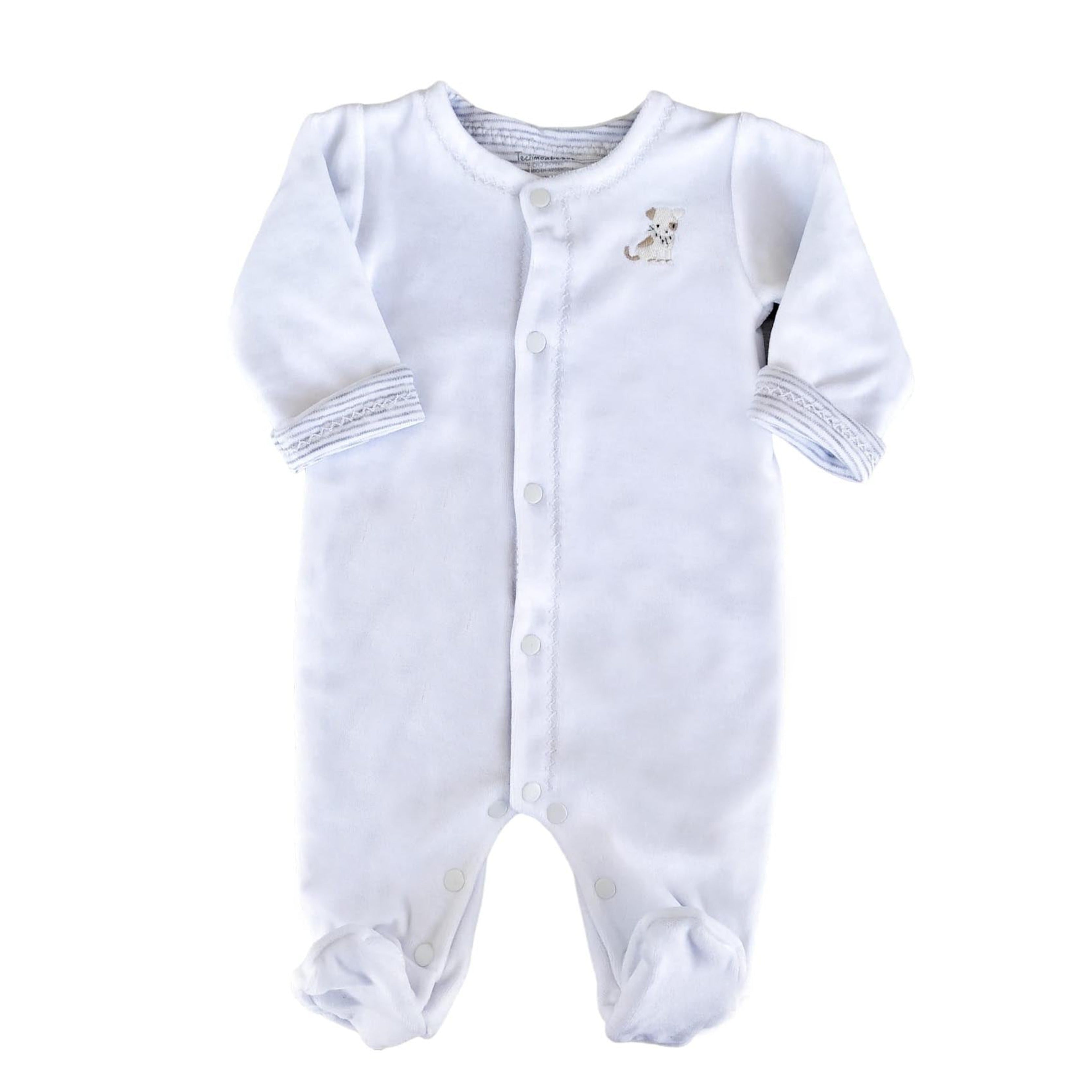 Puppy Velvet Playsuit, White