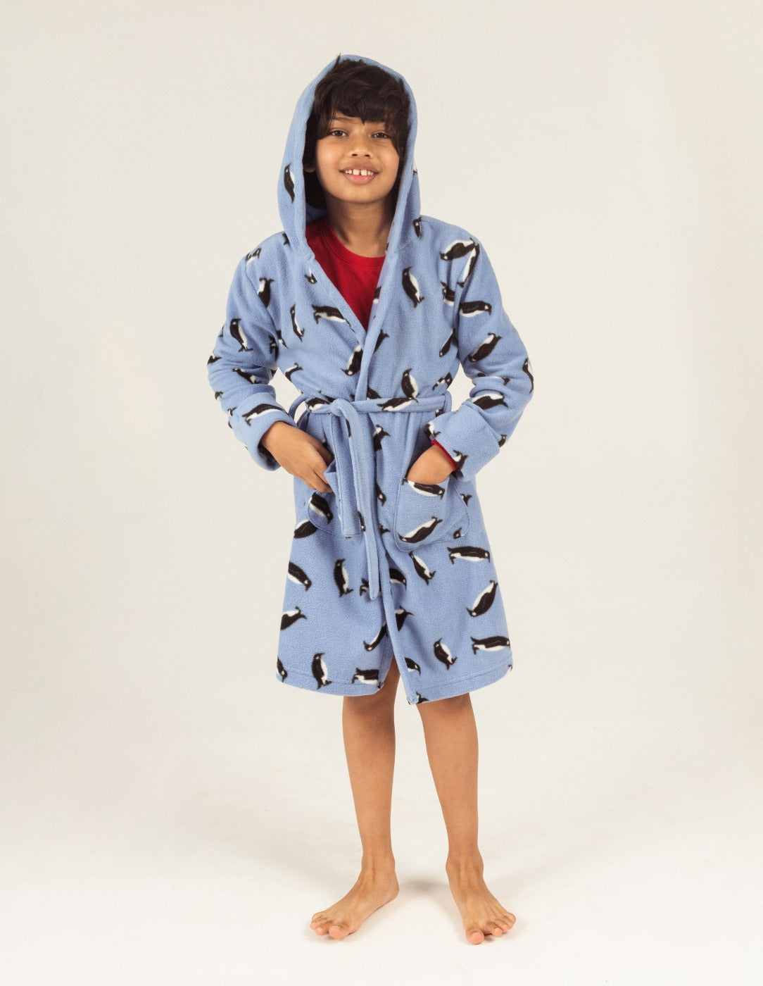Kids Fleece Hooded Penguin Robe