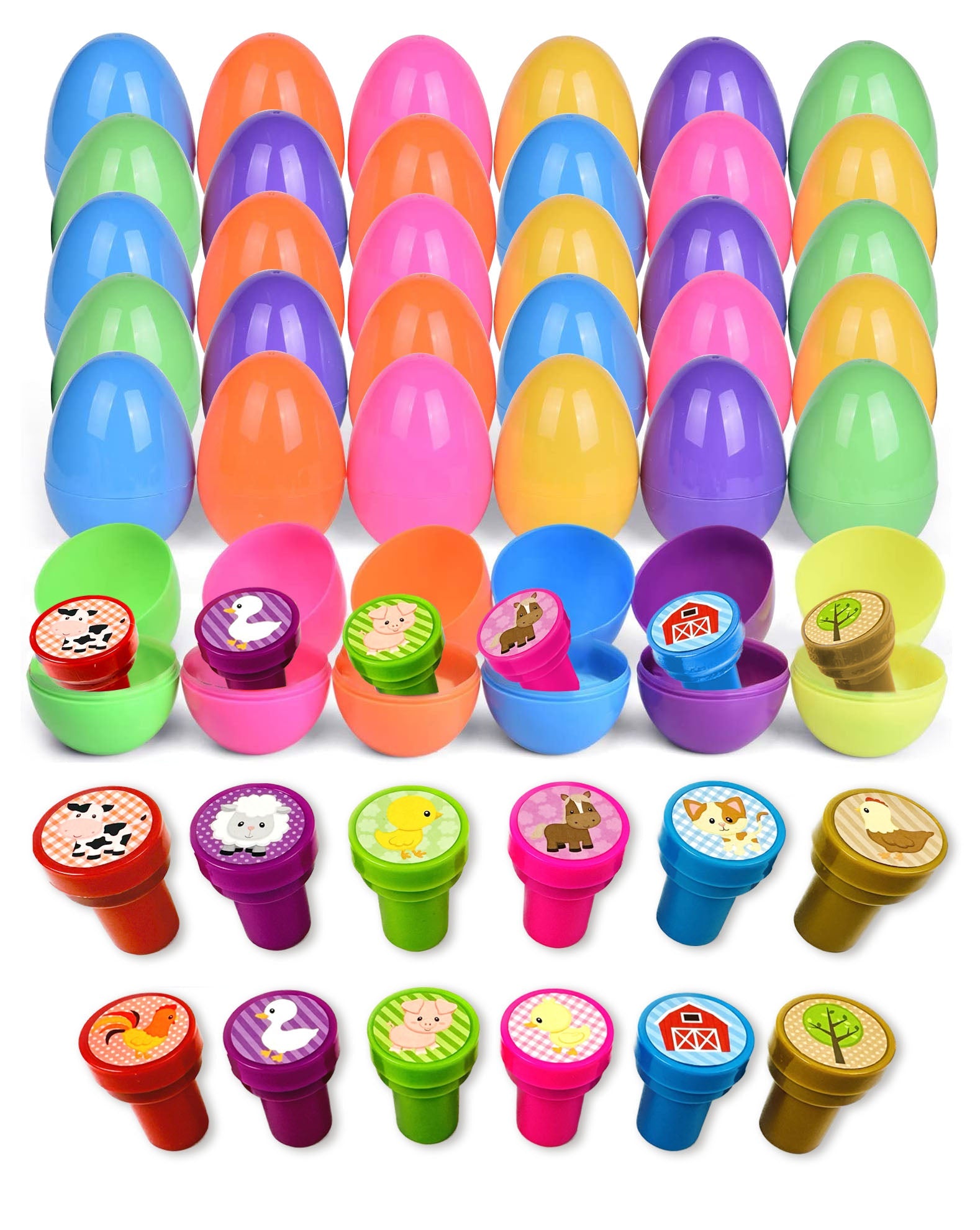 Easter Eggs With Farm Animal Stampers - 36 Pack