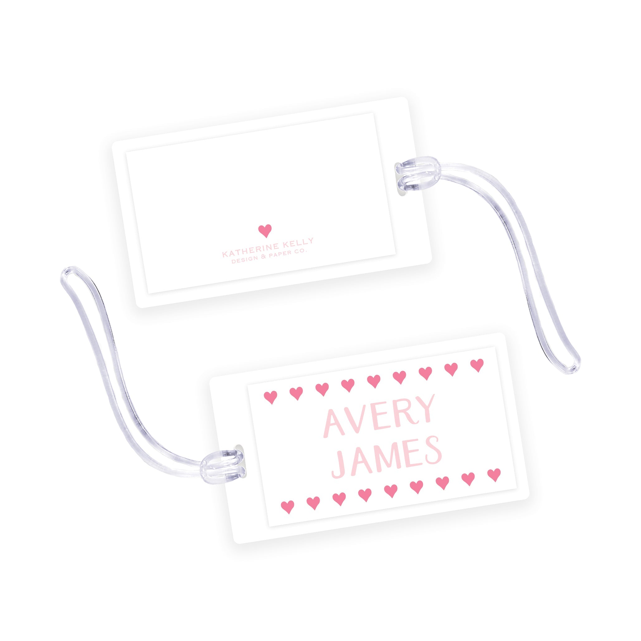 Hearts Laminated Bag Tag