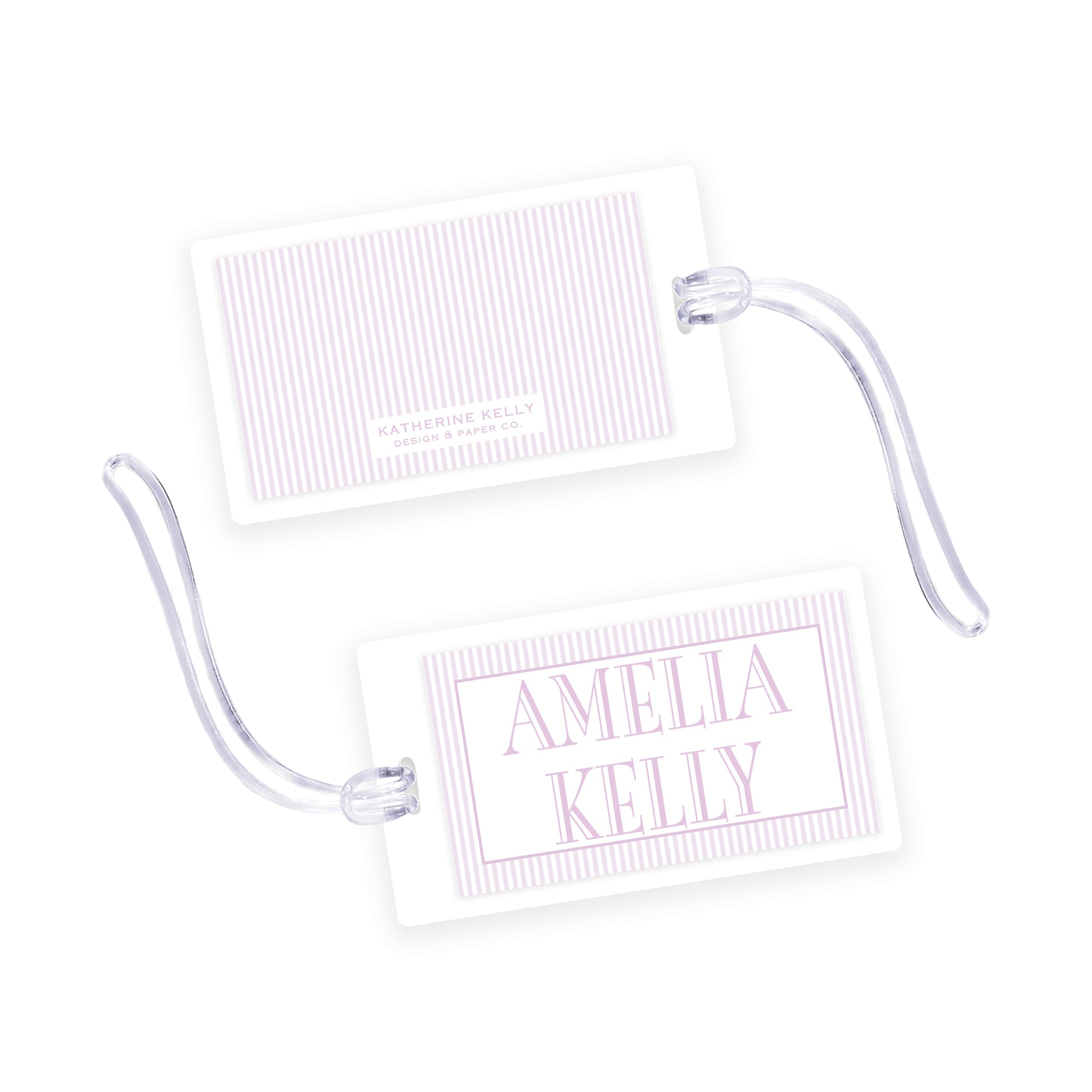 Purple Stripe Laminated Bag Tag