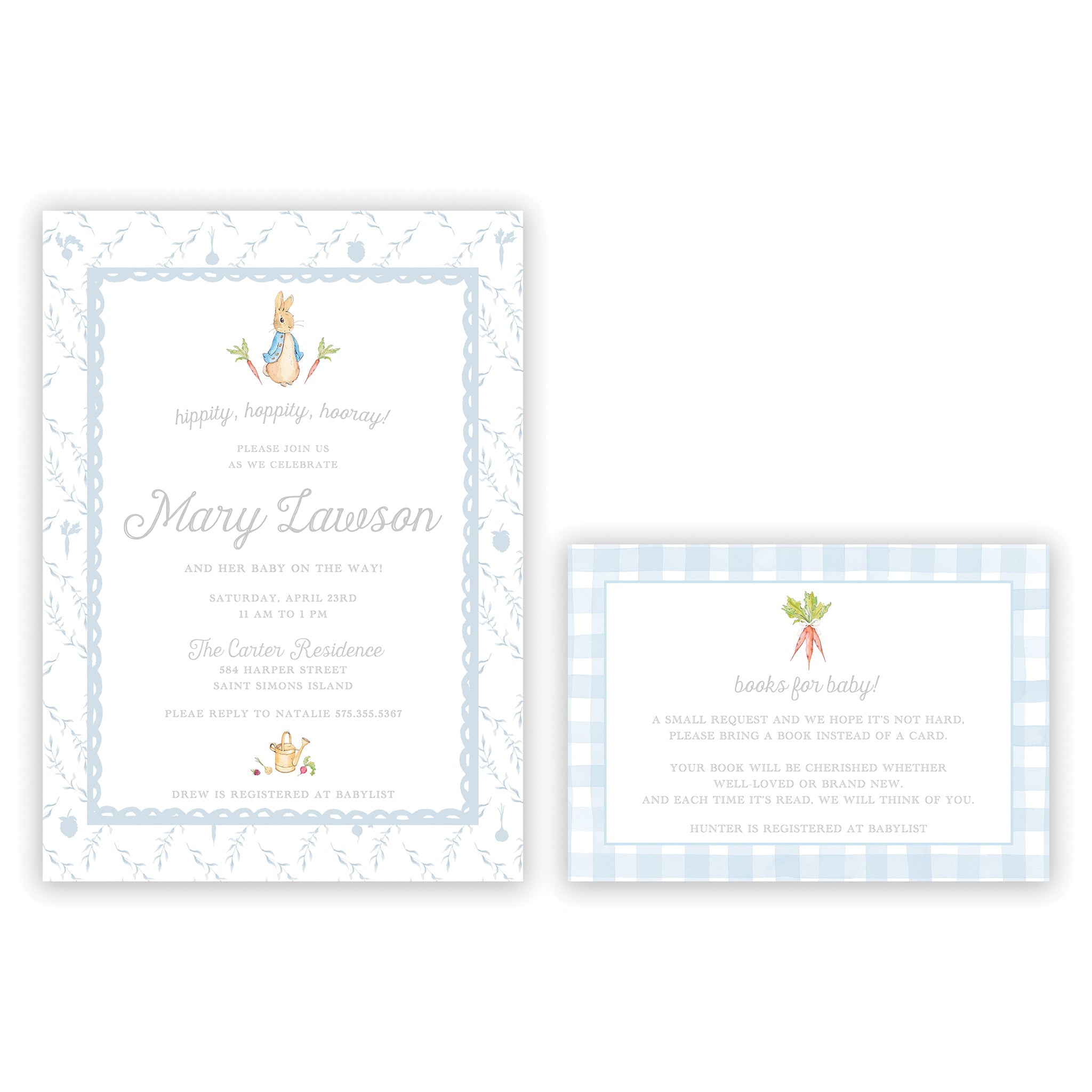 Peter Rabbit Blue Books For Baby Enclosure Card