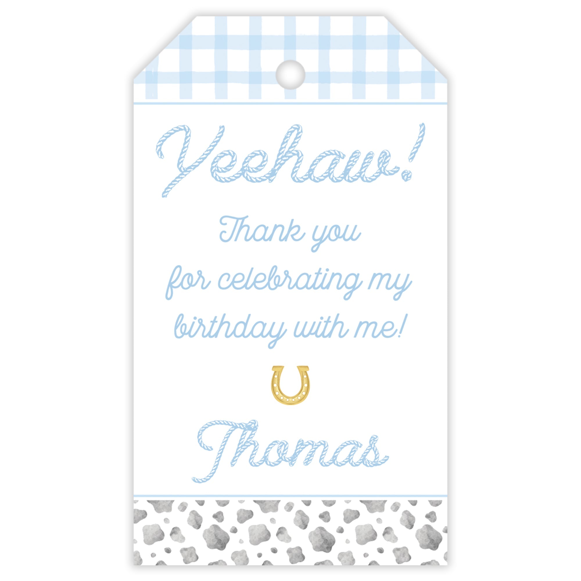 Rodeo Party Favor Tag
