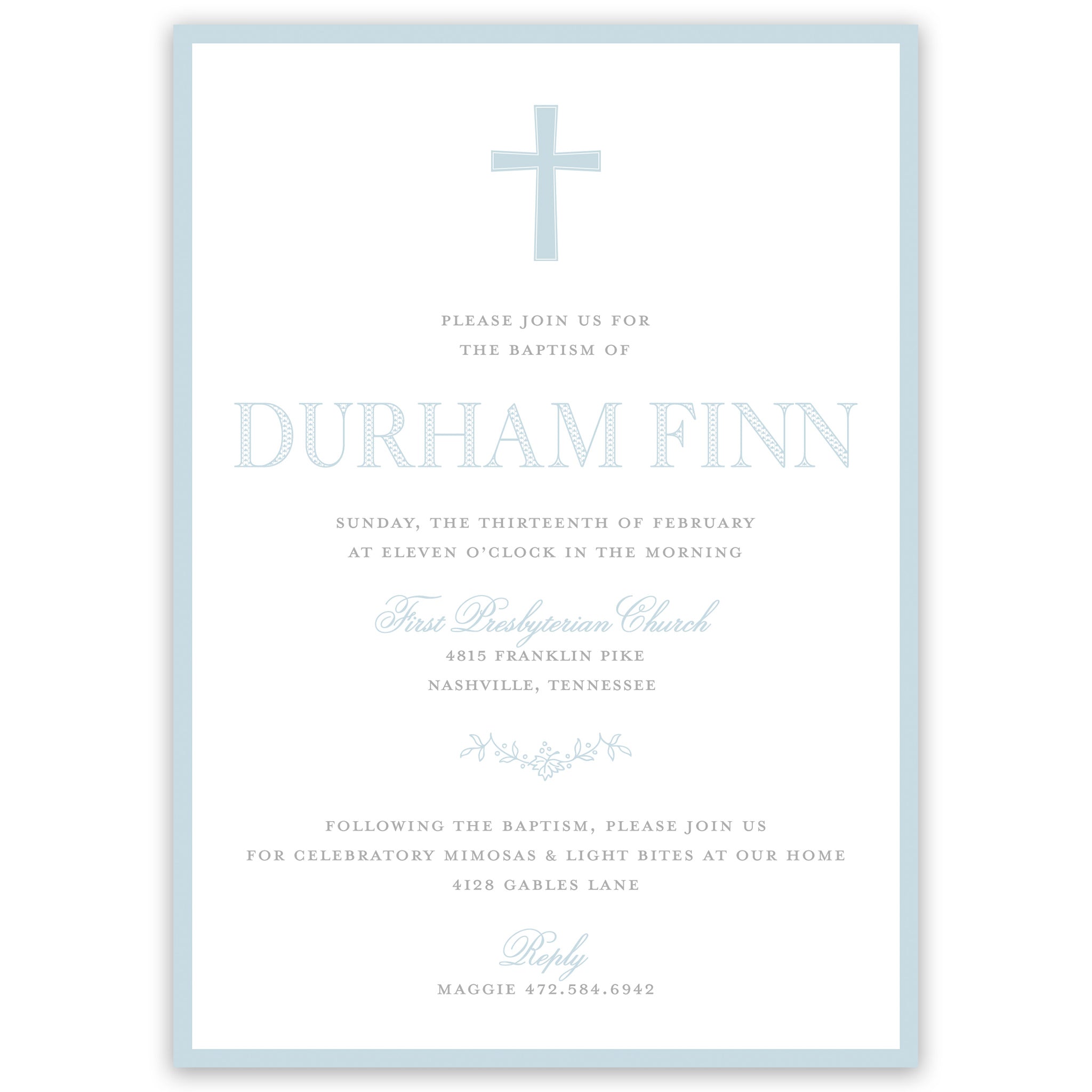 Blue Baptism Invitation