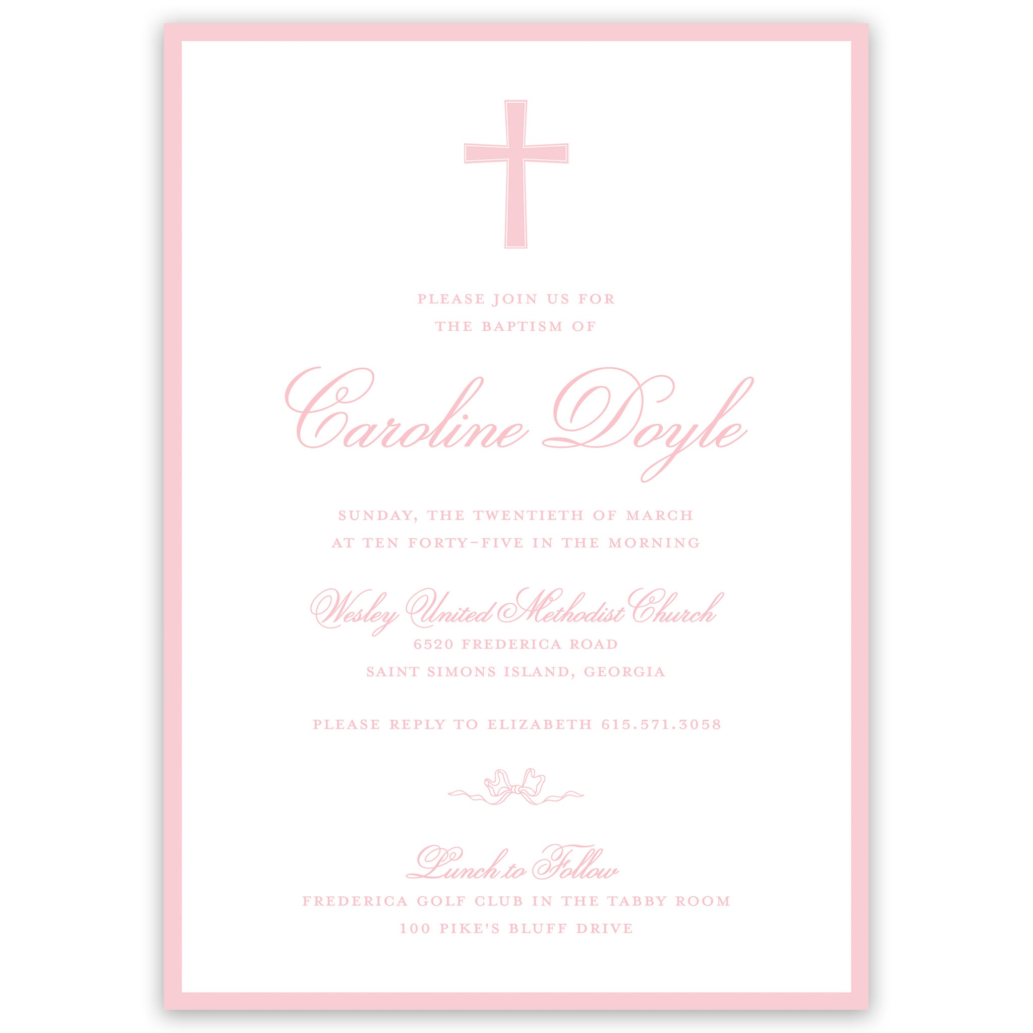 Pink Baptism Invitation