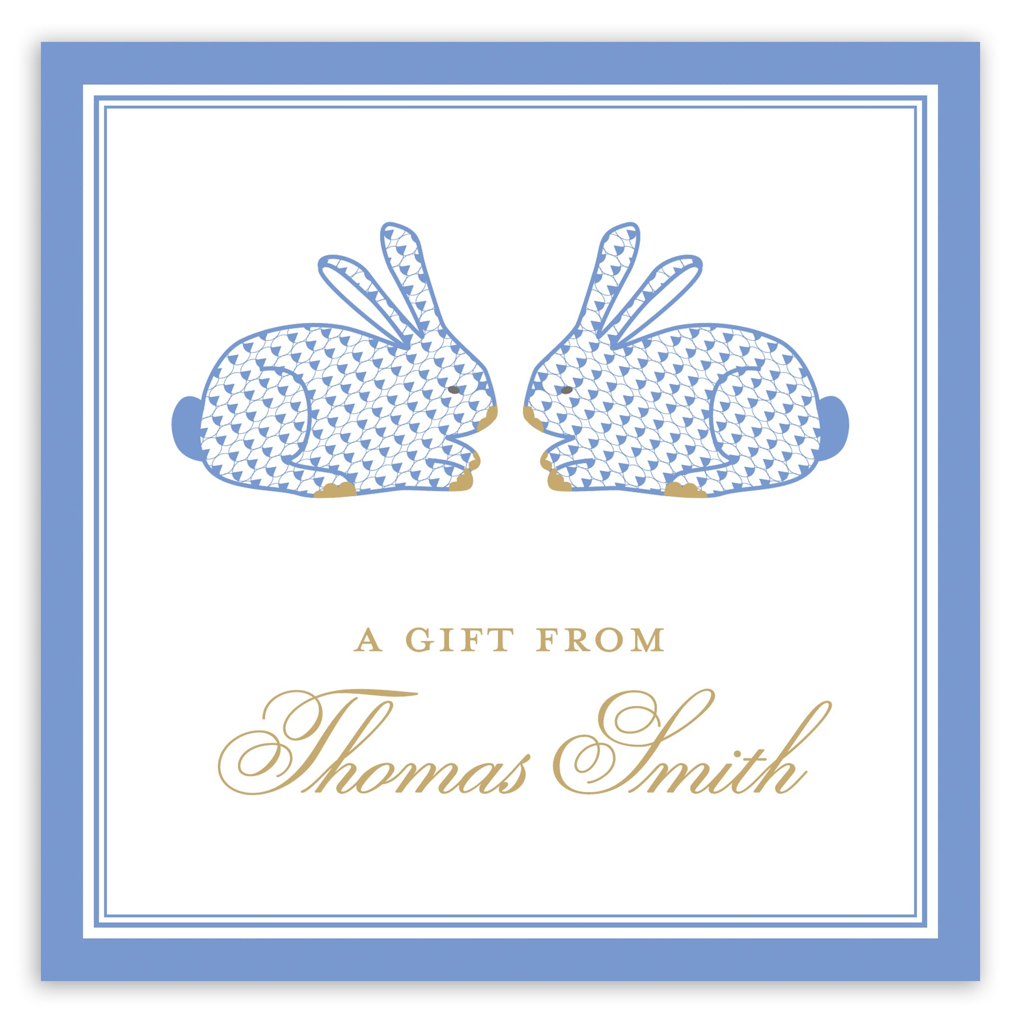 Blue Herend Bunny Enclosure Card