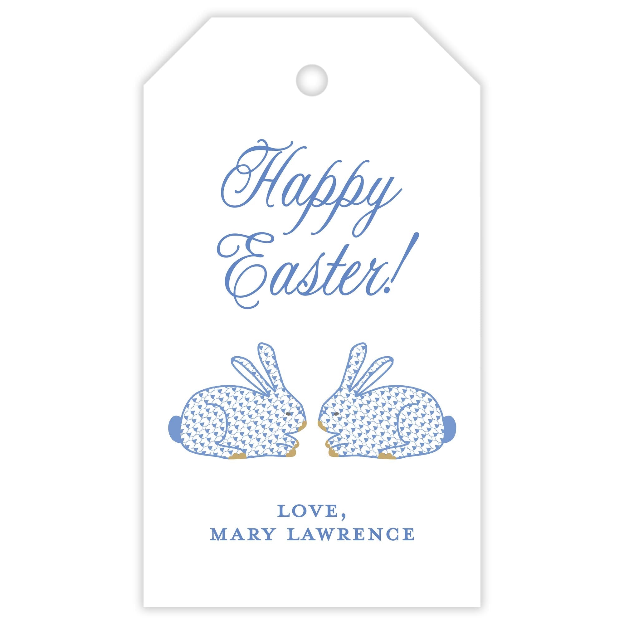 Blue Herend Bunny Easter Tag