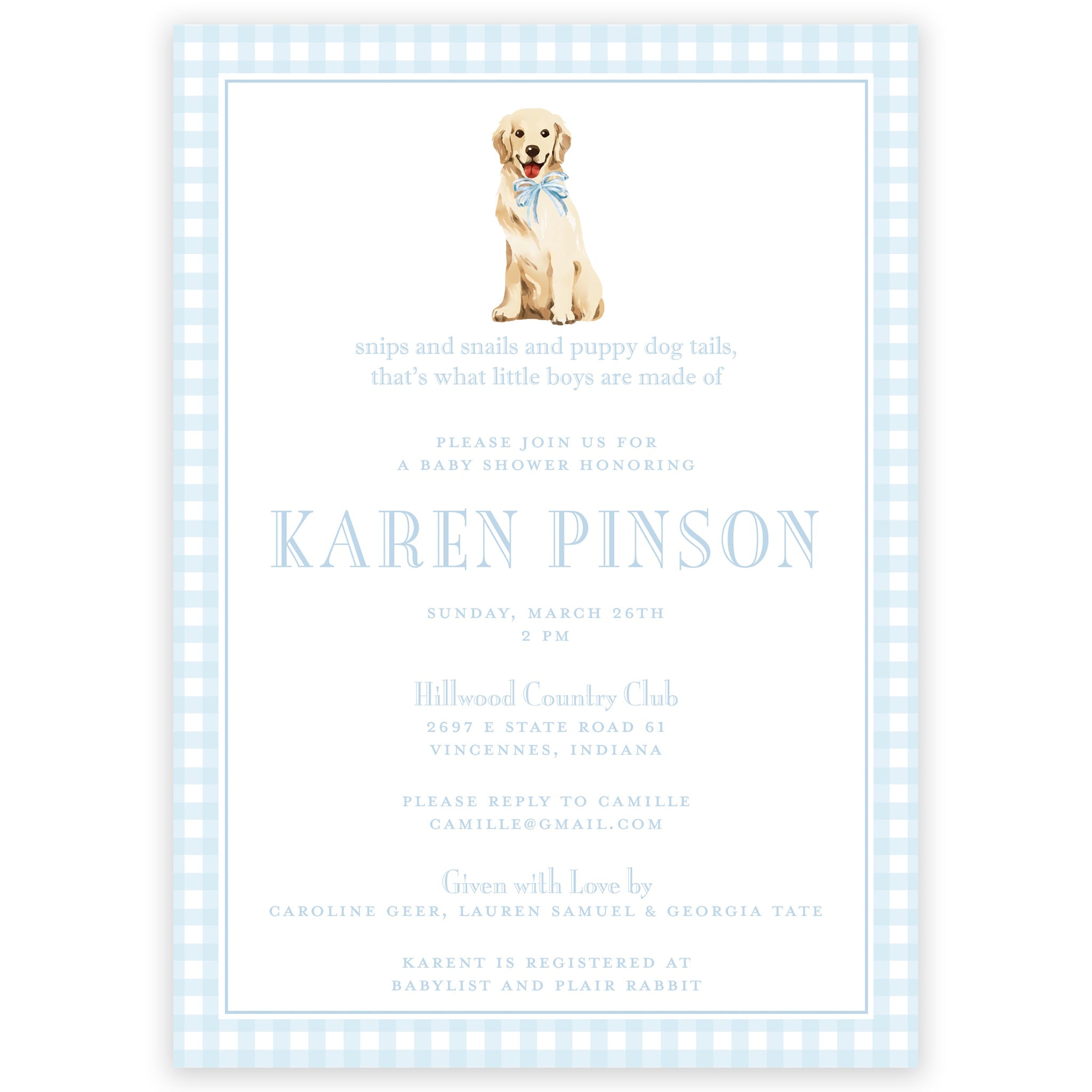 Snips & Snails Shower Invitation