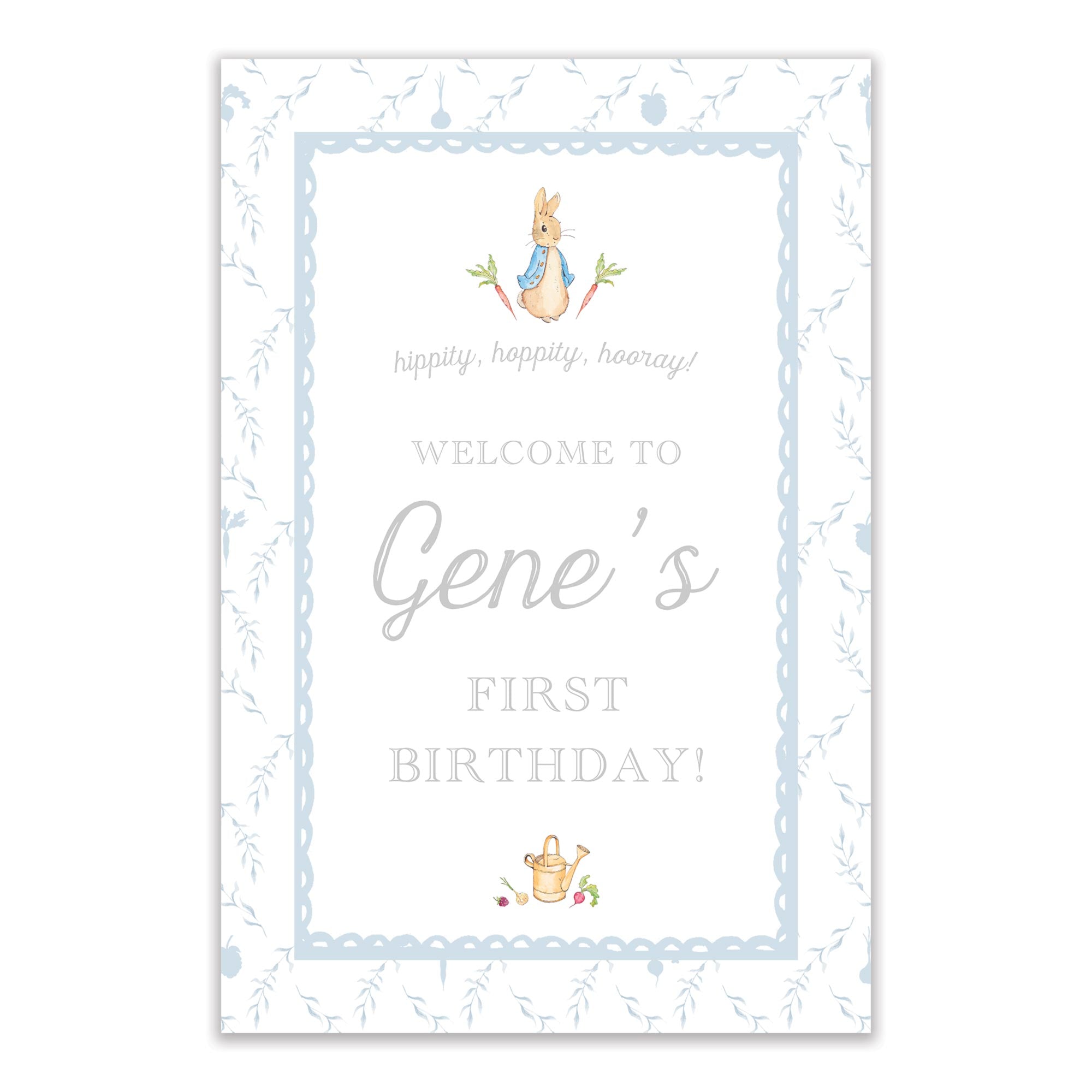 Peter Rabbit Blue Trellis Welcome Sign