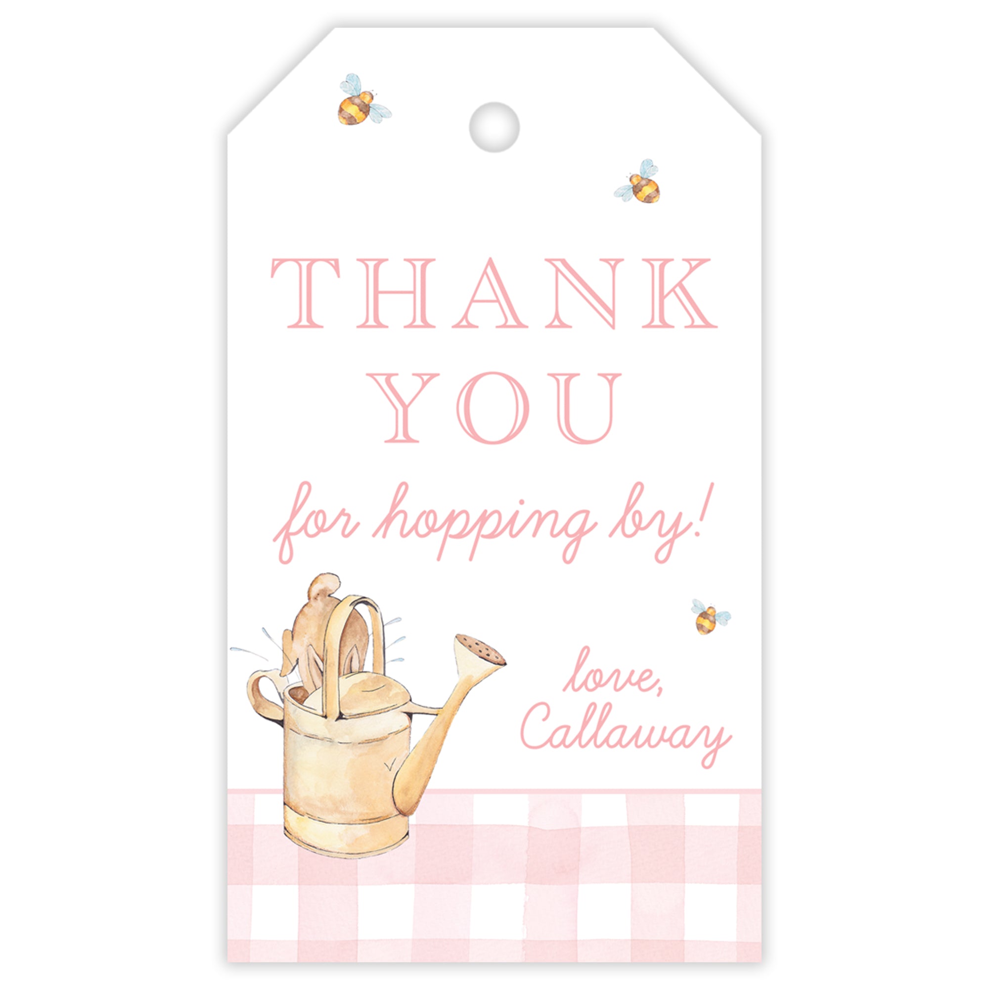 Pink Peter Rabbit Party Favor Tag