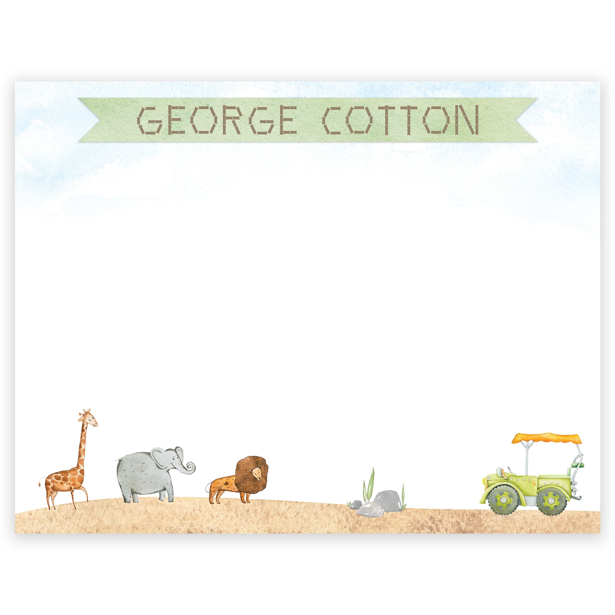 Safari Personalized Notecard