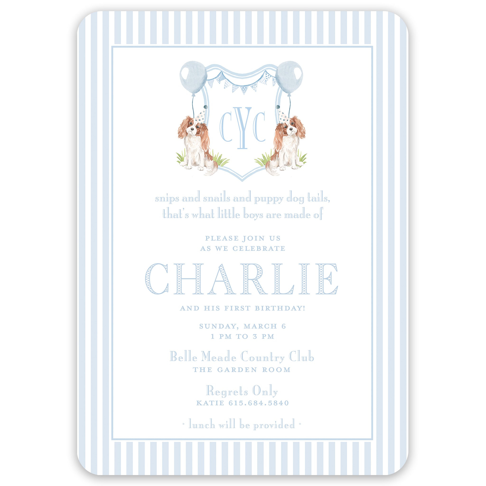 Snips & Snails Cavalier King Charles Invitation