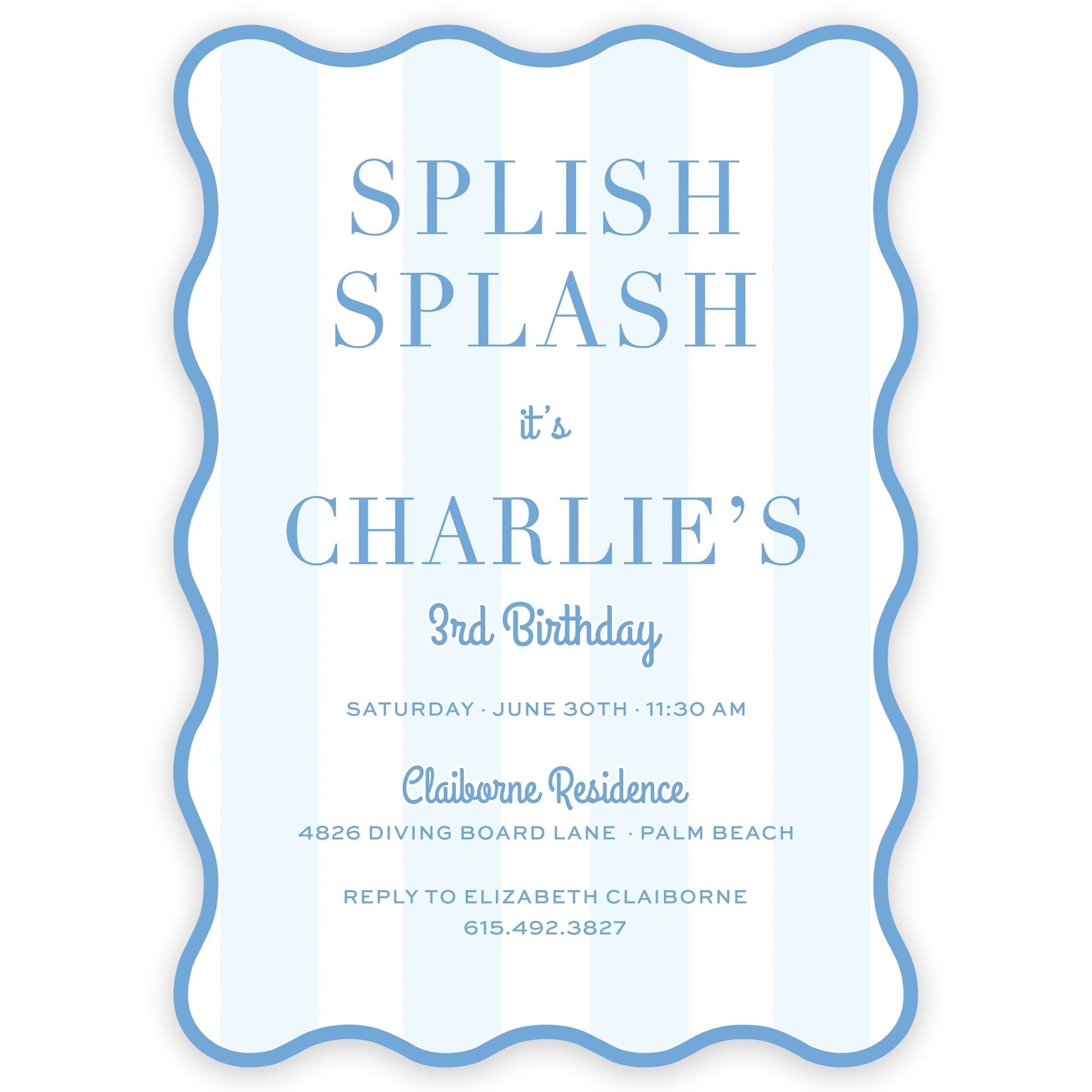 Blue Splish Splash Party Invitation