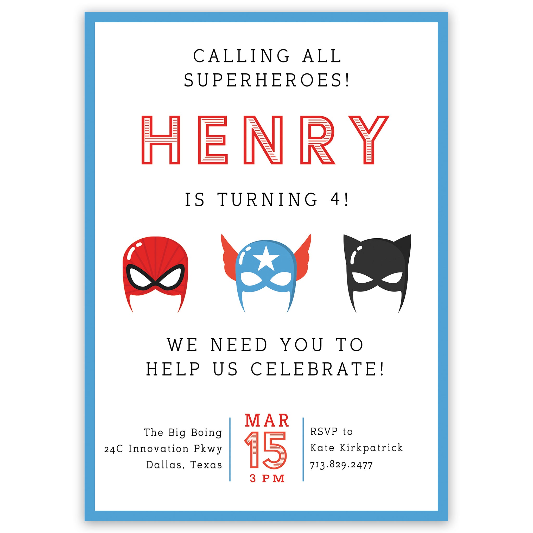 Superhero Birthday Invitation