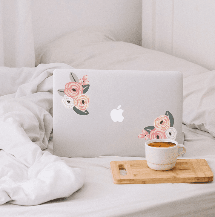 Faded Pink Graphic Flower Wall Decals