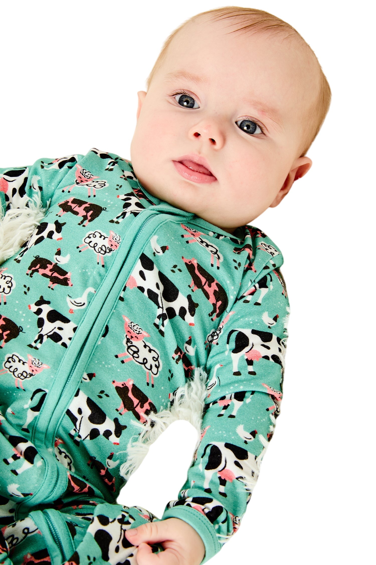 Soft & Stretchy Zipper Footie - Farm Friends
