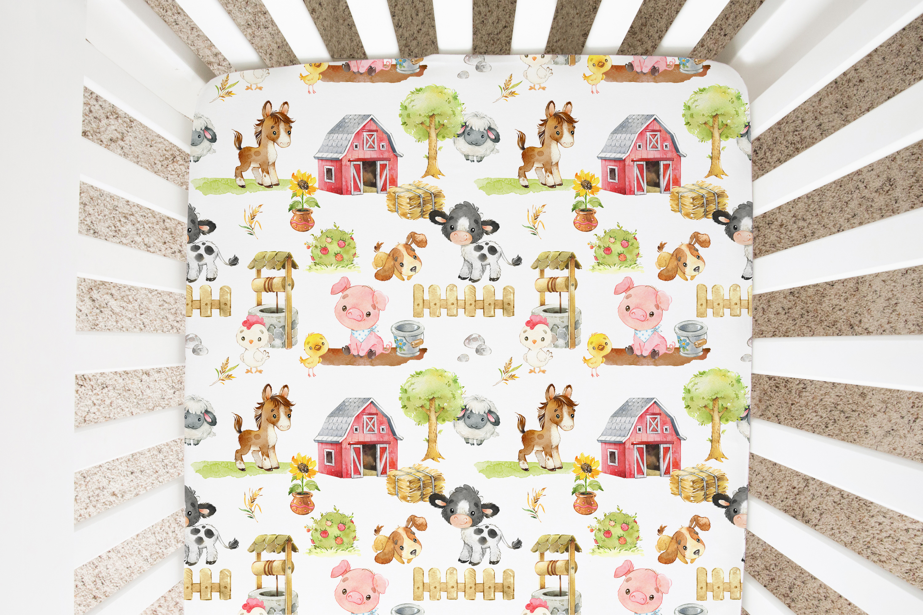 Farm Animals Fitted Crib Sheet