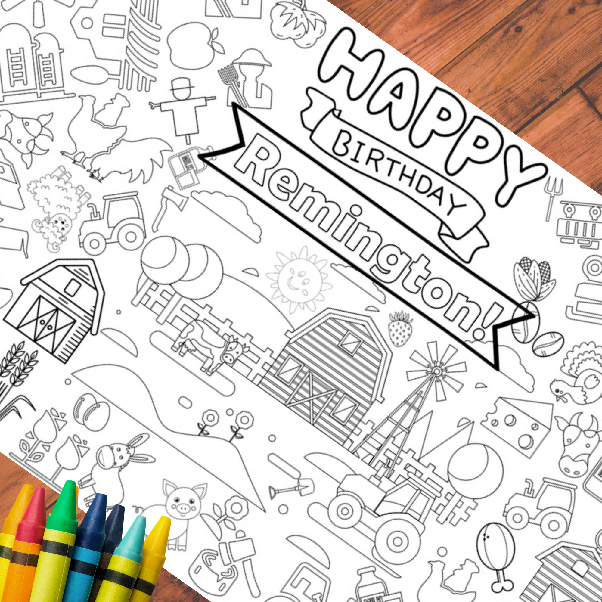 Farm Coloring Tablecloth