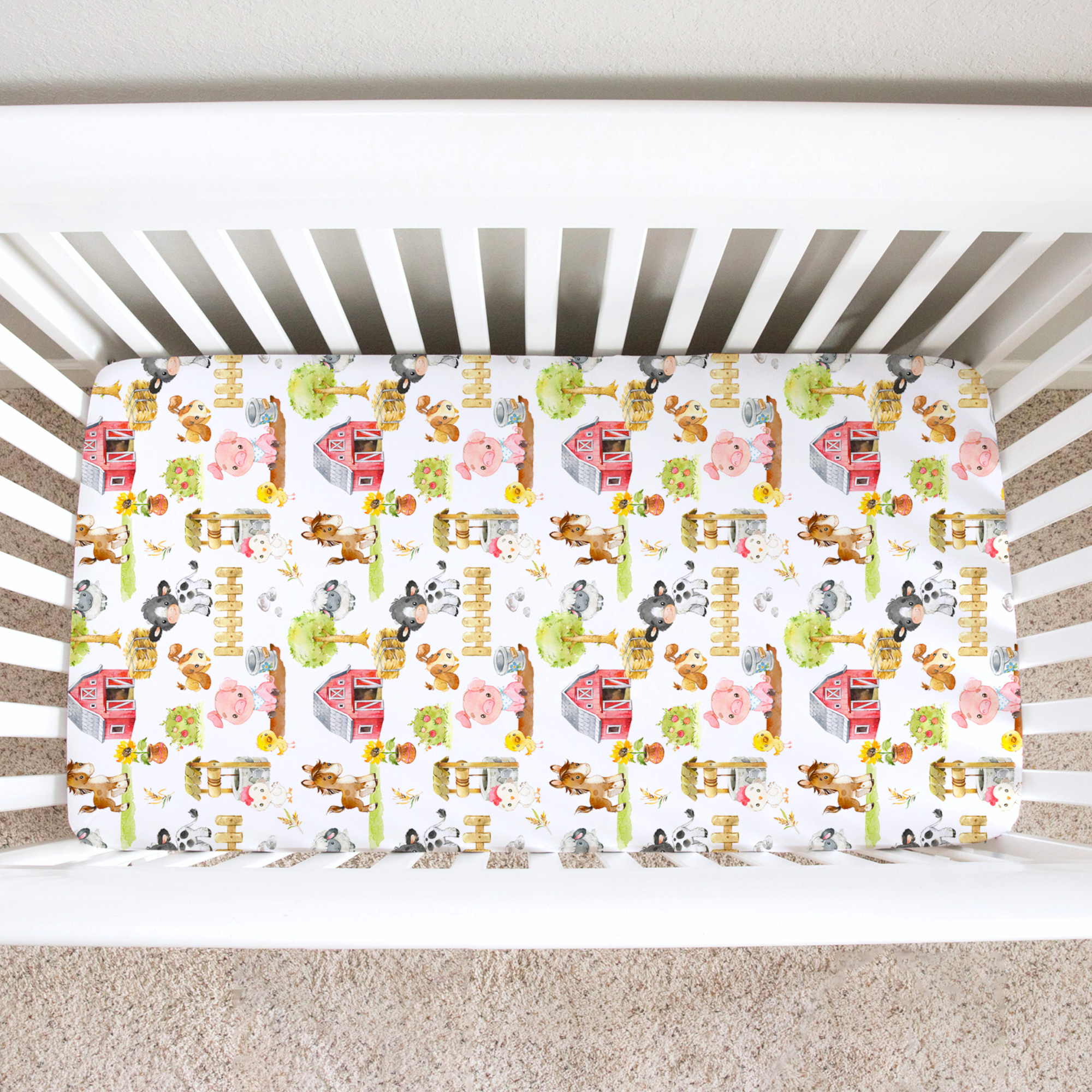 Farm Animals Fitted Crib Sheet