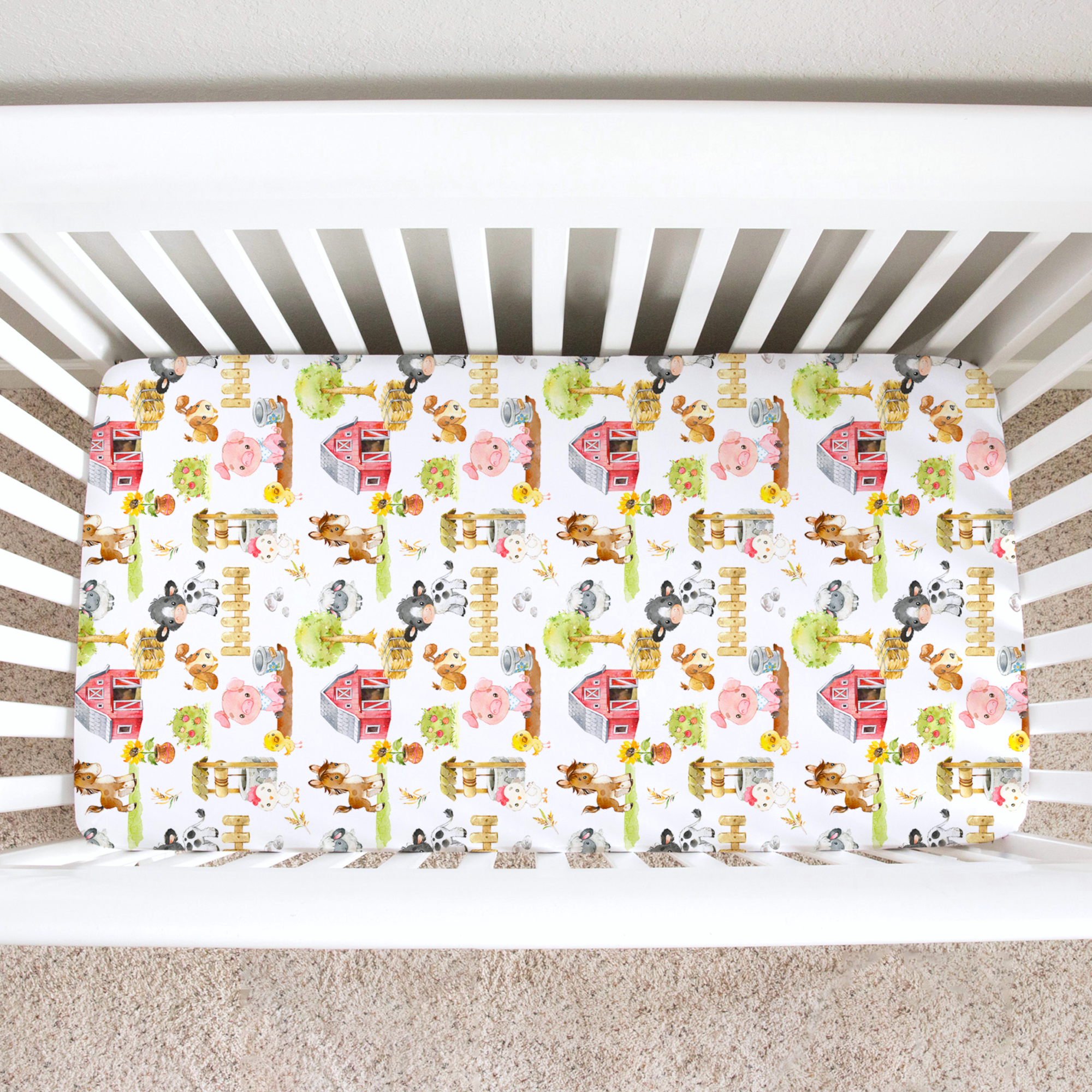 Farm Animals Fitted Crib Sheet