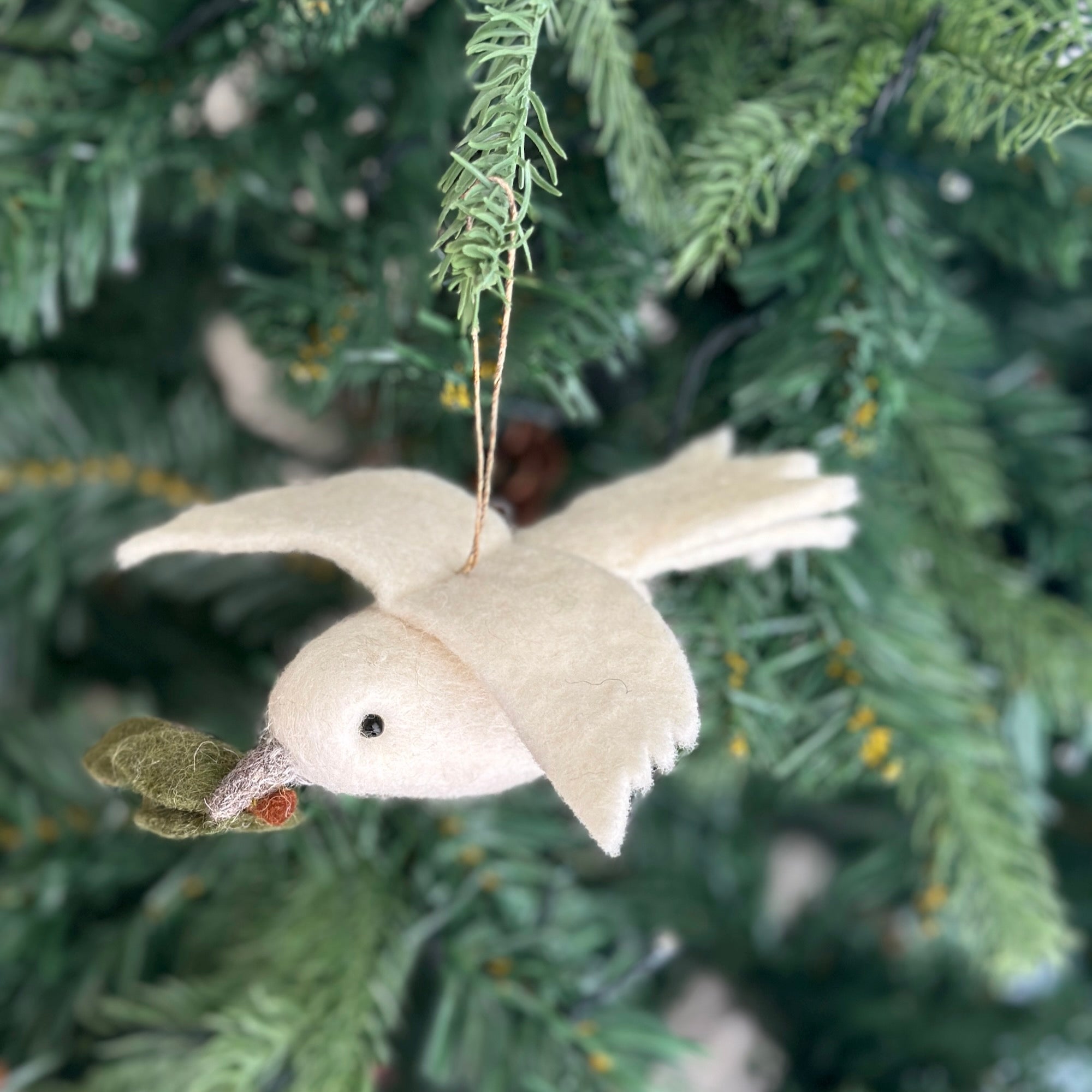 Felt Ornament - Dove With Olive Twig
