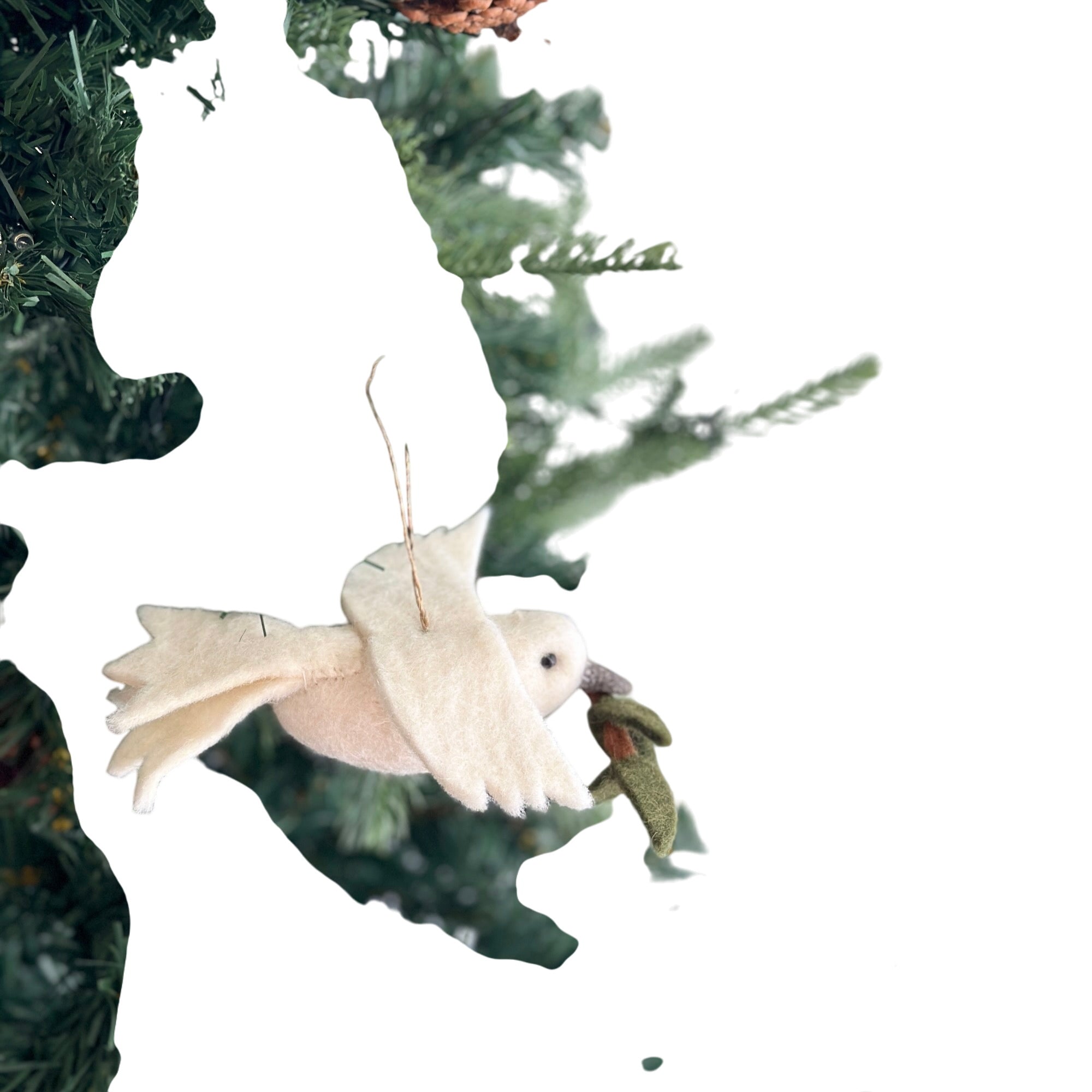 Felt Ornament - Dove With Olive Twig