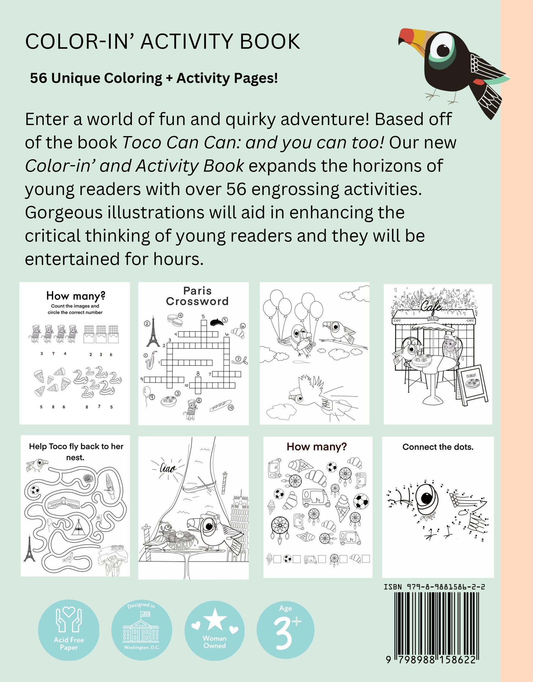 Toco Can Can: And You Can Too! Color-in Activity Book