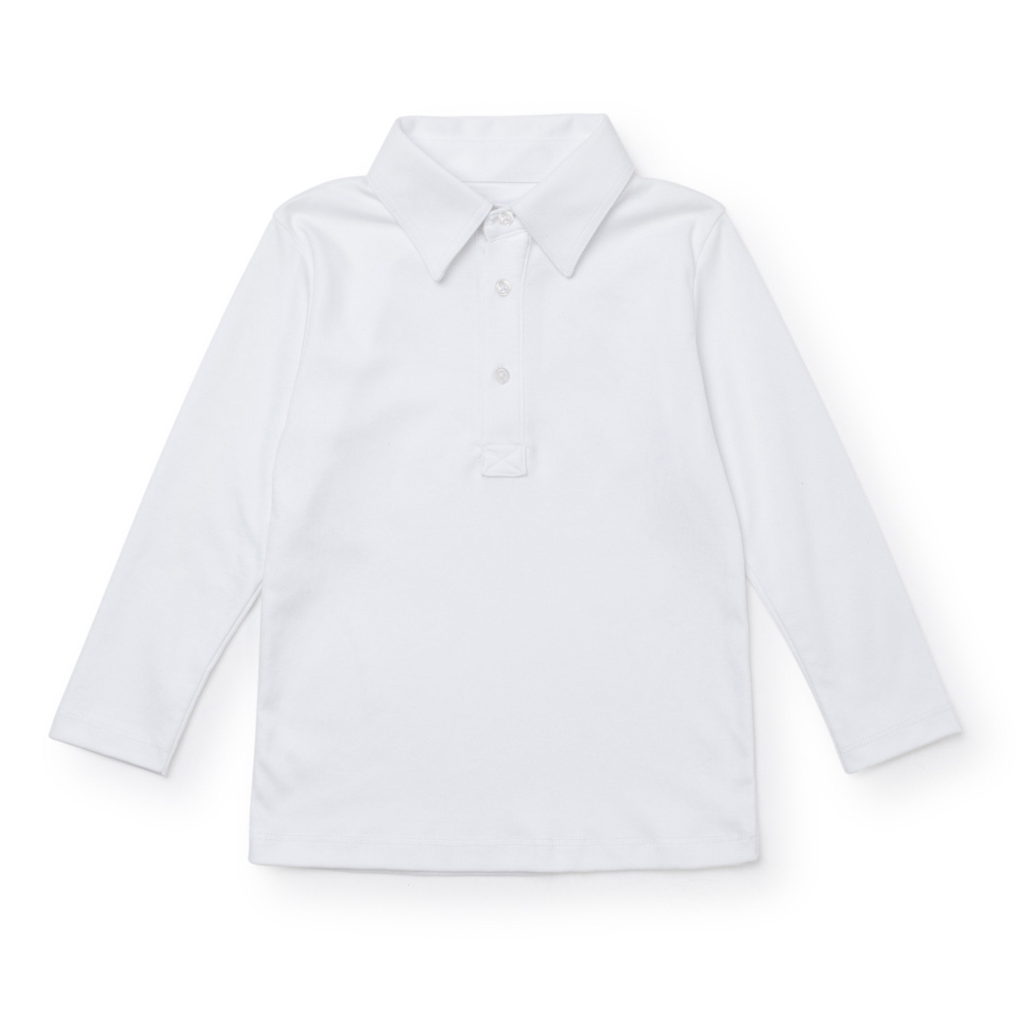 Finn Pima Cotton Long Sleeve Polo For Boys - White