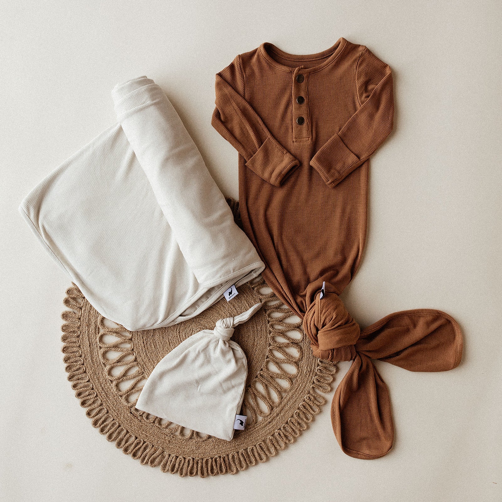 Oatmeal Ribbed Stretchy Swaddle