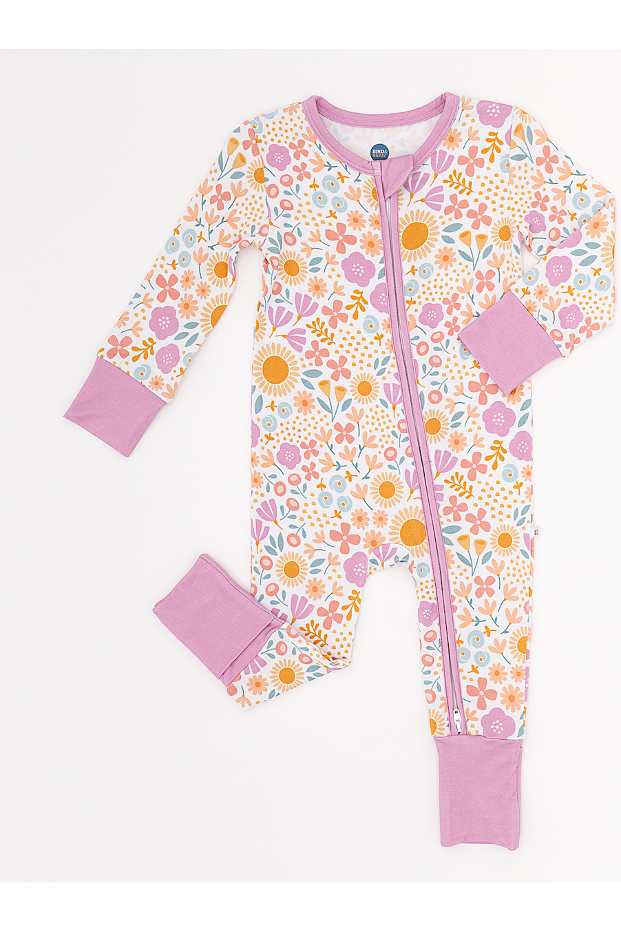 Bamboo One Piece Zip Pajama - Darling Spring Daisy